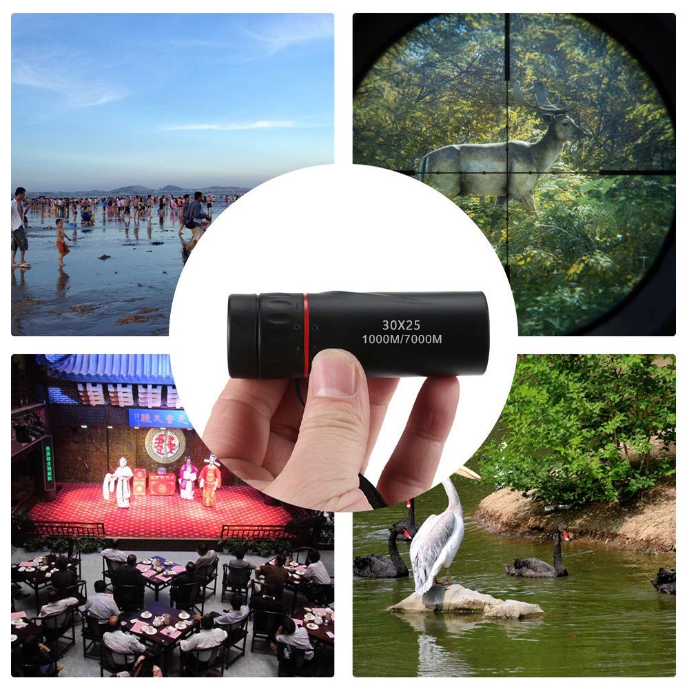 Telescopio monoculare 30x25, Pratico monoculare Ultra HD per Birdwatching Sport Viaggi Campeggio Escursionismo Caccia e attività all'aperto (Nero)