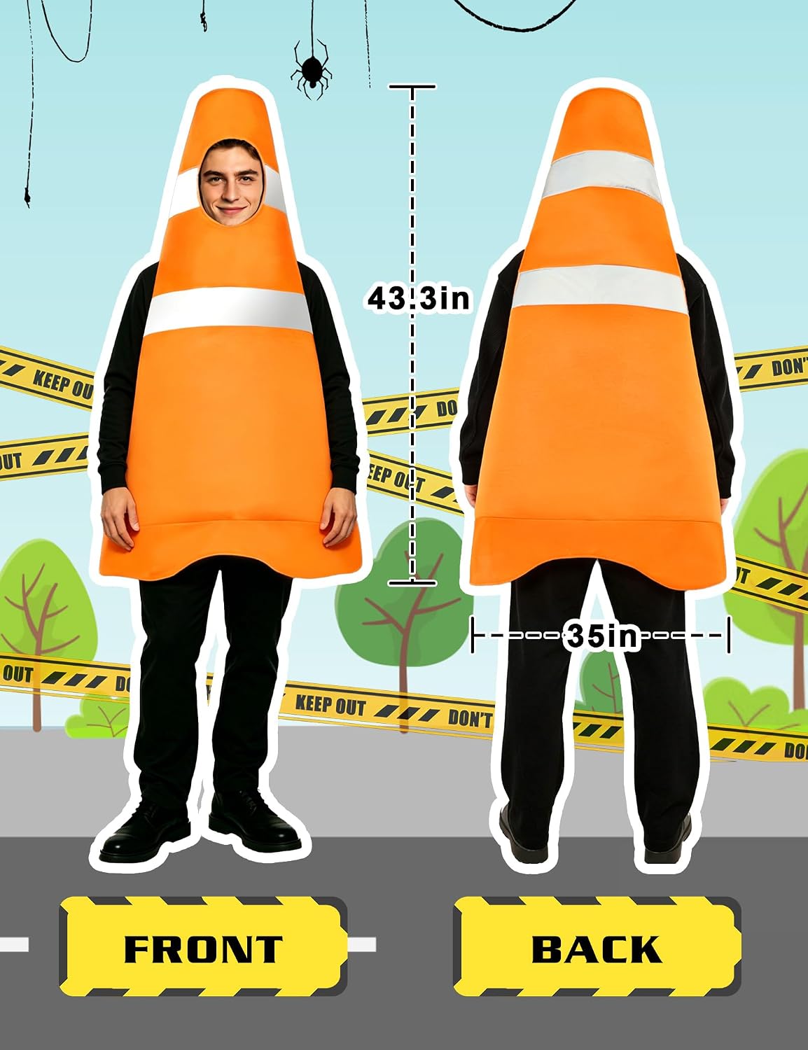 Construction Cone Costume Funny Halloween Traffic Cone Costumes for Adult