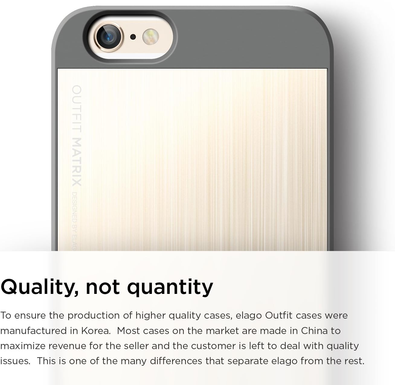 iPhone 6S Case, elago® [Outift Matrix][Dark Grey/Champagne Gold] - [Premium Hybrid Construction][Brushed Aluminum][Spark Design Award] - for iPhone 6/6S