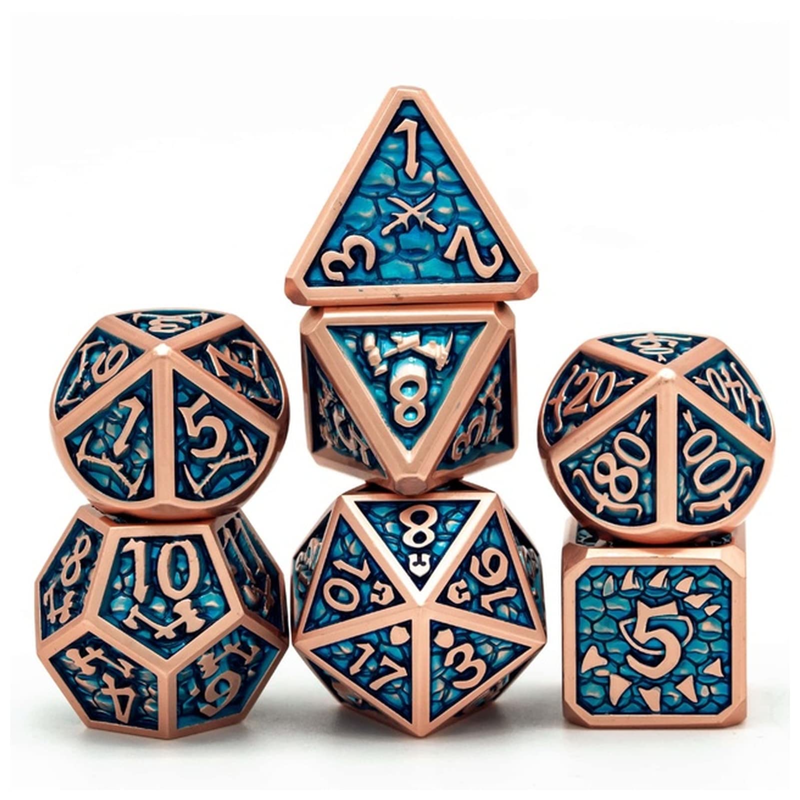 Dados Diseño de Metal D & D Dice 7 PCS DND Dados, Juego de Dados poliédricos, for Juego de rol. MTG Pionero Dado Gigante(Gold)