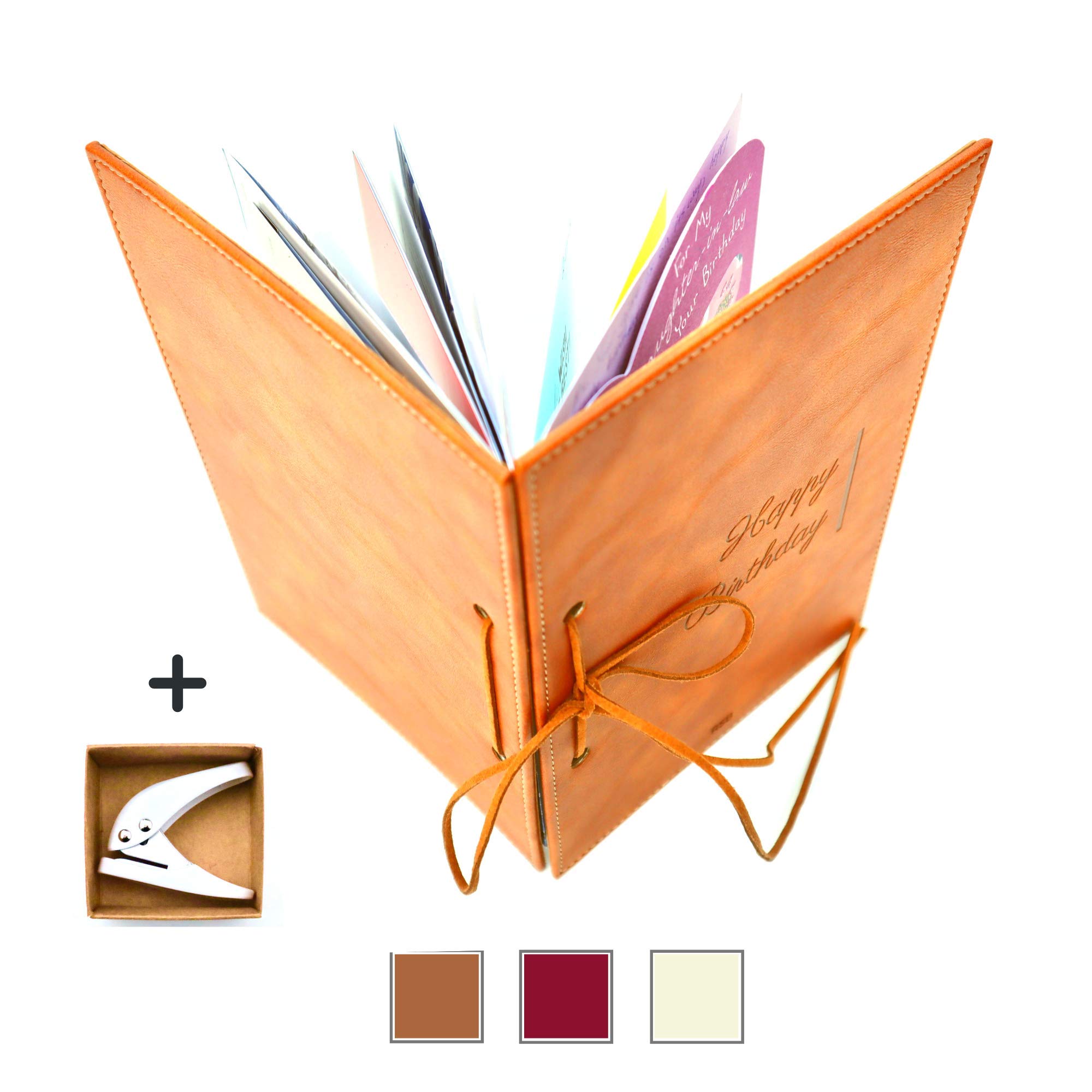 Greeting Card Organizer Kit | Premium Vegan Leather | Transform Your Birthday Cards into a Forever Birthday Card Binder, Birthday Card Book, Birthday Card Holder and Birthday Card Keeper