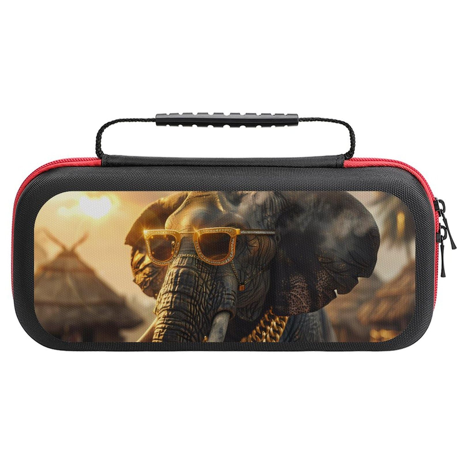 VOSERY Cool Sunglasses Elephant Art Case Compatible with Nintendo Switch Case Travel Carry Case Compatible with Switch Lite