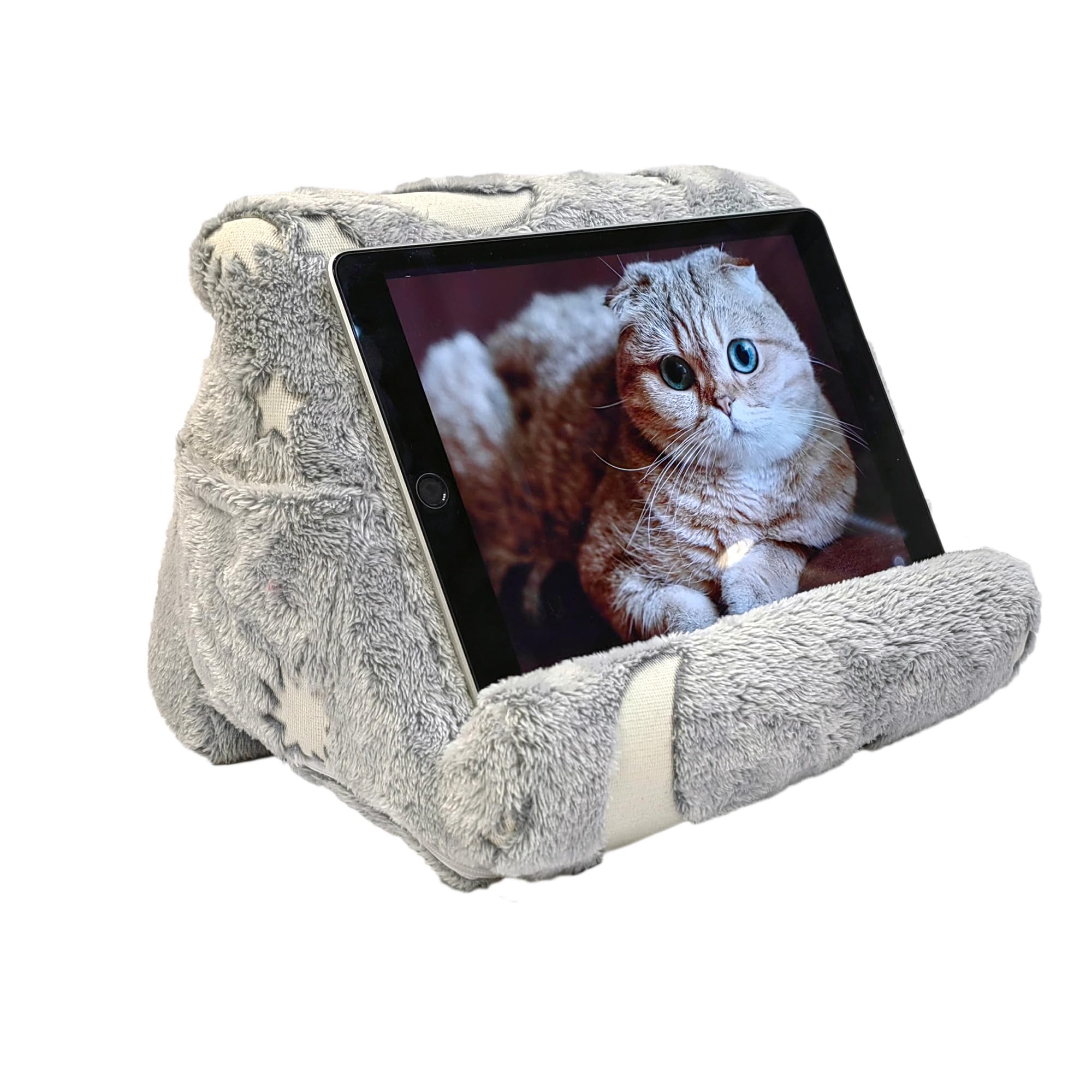 fond +found Pillow Foam Tablet Stand Holders with Handle, iPad Holder with 3 Viewing Angle, Soft Tablet Stand, Suitable for Tablets, E-Readers and Books (Moon) - MOON