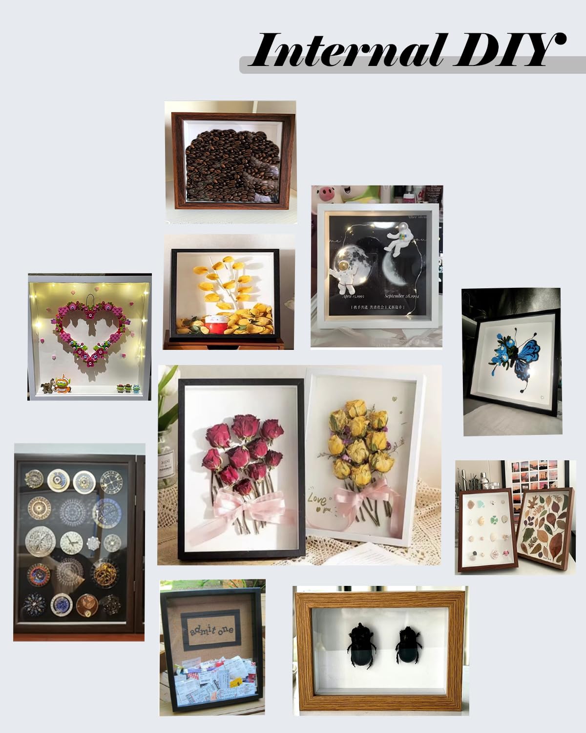 Artibetter 8x6 Display Frame Shadowbox Display Case Wooden Picture Frame With Glass Rustic Memory Display Case For Tickets And Photos 2 thumbnail image