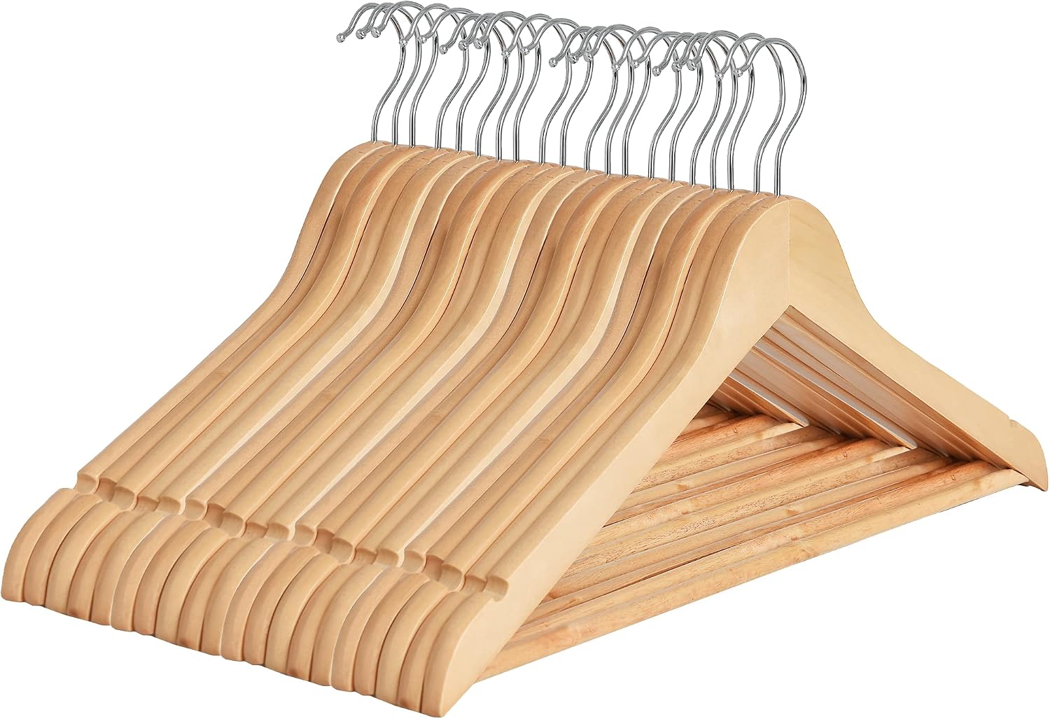 StorageWorks 20-Pack Solid Wood Coat Hangers, Wooden Clothes Hangers, Natural Finish