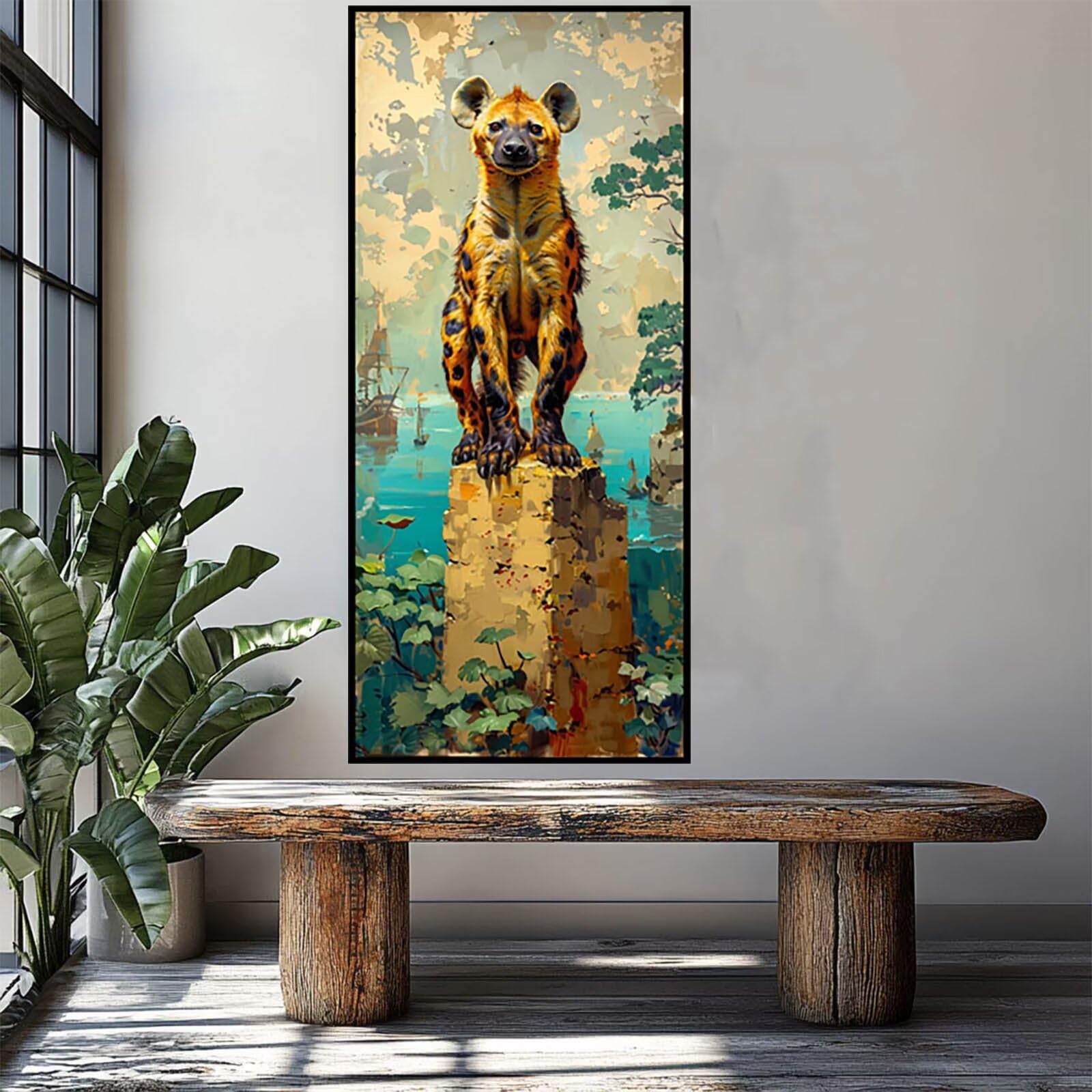 Hyena diamentowe zestawy artystyczne dla dorosłych, 5D DIY diamentowe malarstwo morskie pełne zestawy do wiercenia, kryształowa sztuka stras haft krzyżykowy rzemiosło malowanie według numerów 127 x 50