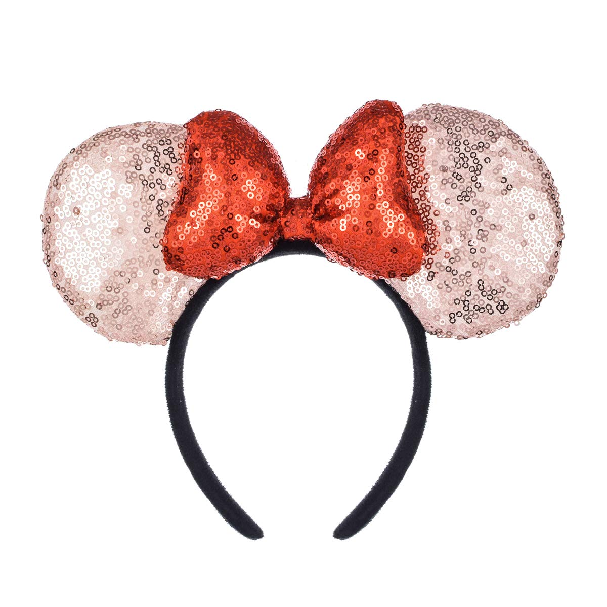 A Miaow 3D Black Mouse Sequin Ears Headband MM Glitter Butterfly Hair Clasp Park Supply Adults Women Photo Accessory