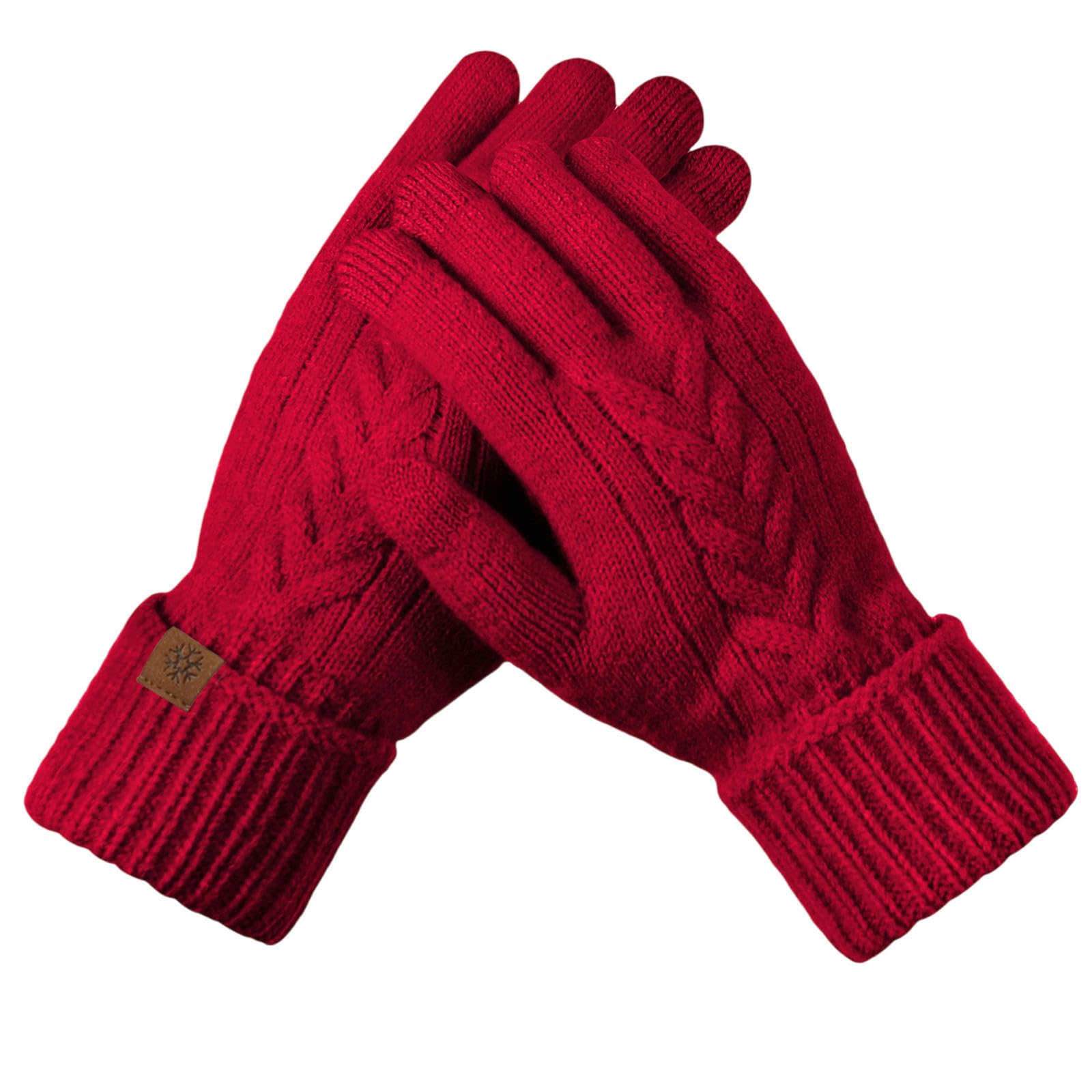 Guantes de punto de invierno elásticos para caminar y usar el móvil en días fríos