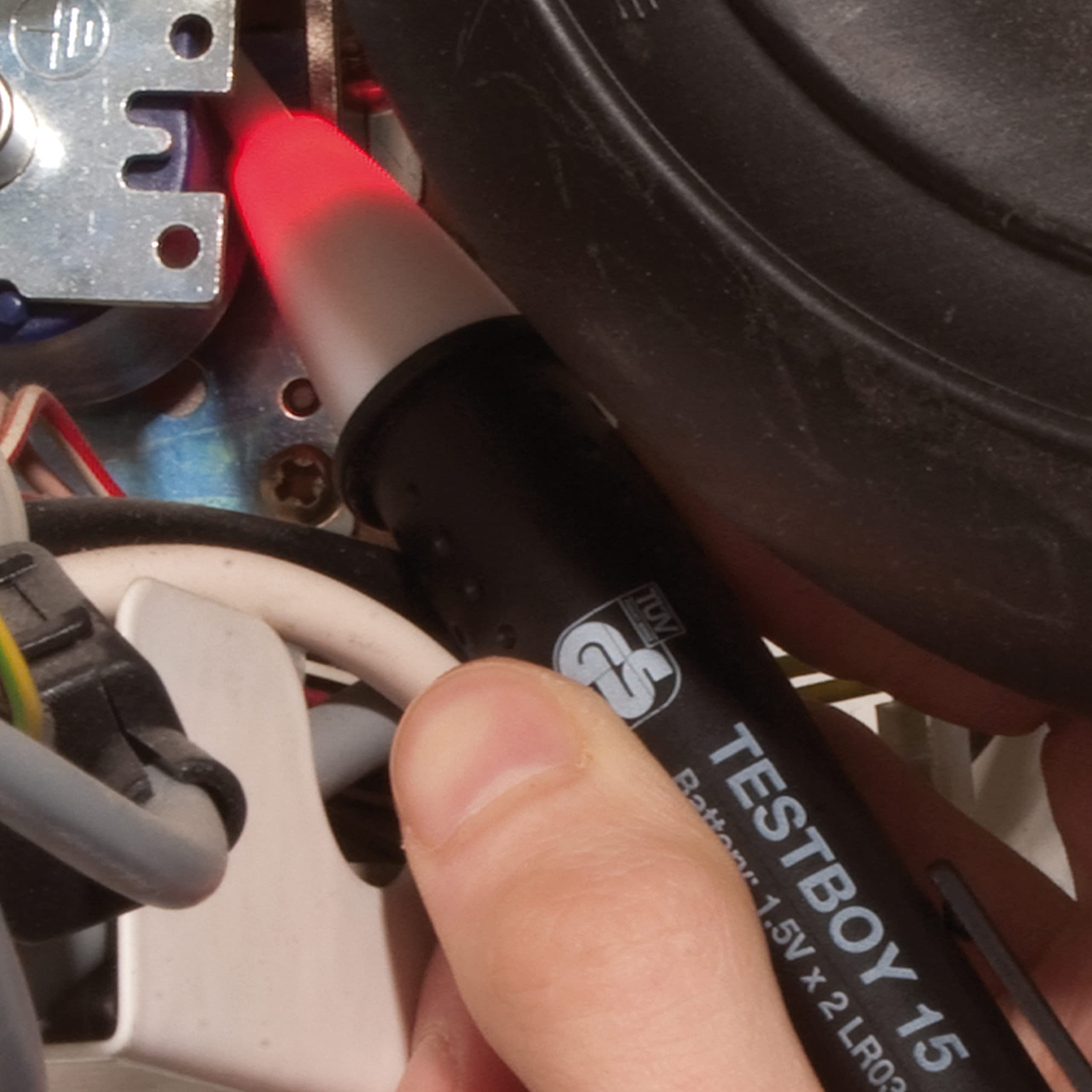 Testboy 130 contactloze magneetveldtester, optische display (voor elektromagnetische schakelaars en ventielen, inclusief LED-zaklamp, voor alle magnetische velden, ABS-kunststof behuizing), zwart