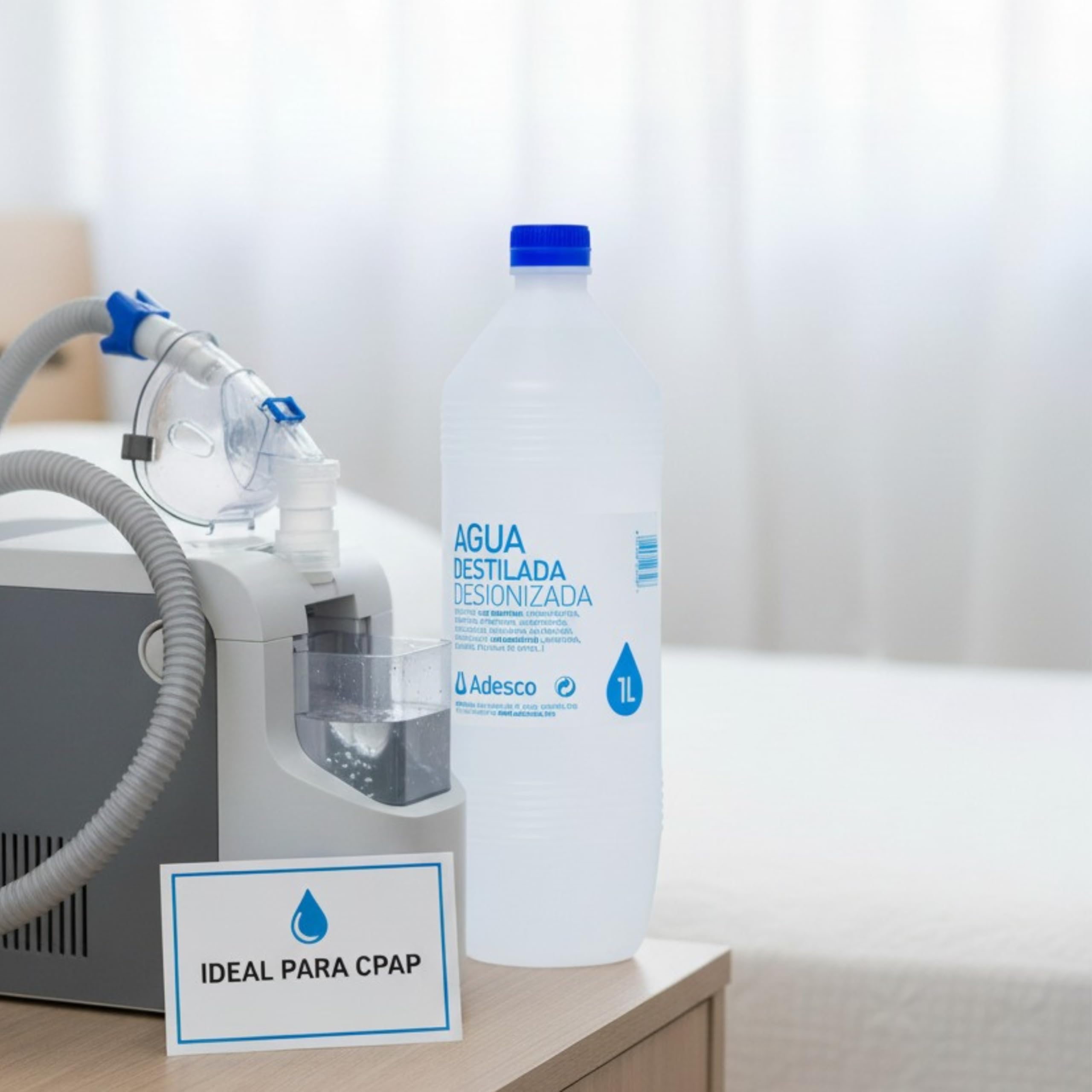 Adesco, Agua destilada 20L., agua desionizada, agua para plancha, maquinas, uso hospitalario, tatoo. (20 L)