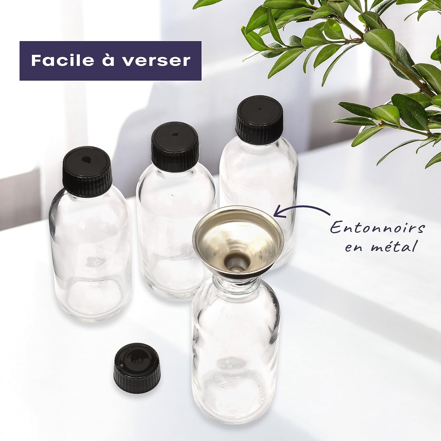 Lots De Bouteilles En Verre Lot De 6 Mini Bouteilles En Verre 60ml - Avec Entonnoir Et étiquettes - Parfait Pour Liquides Et épices Bottiglie Piccole Liquore