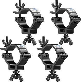 [4 Pack] Stage Lights Clamps, TUV Rheinland Certified 2" Truss Lighting Clamps, Max Load 220lbs, Truss O-Clamp Perfect for DJ Light, Par Lights, Laser Lights, Moving Head Lights - Black