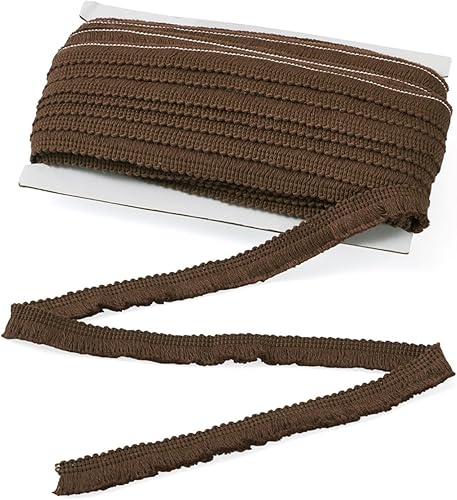 27.34 yardas9.8in marrón coco, flecos de poliéster, borde de encaje, 58 pulgadas de ancho, cintas trenzadas de algodón con tarjeta de papel, borde