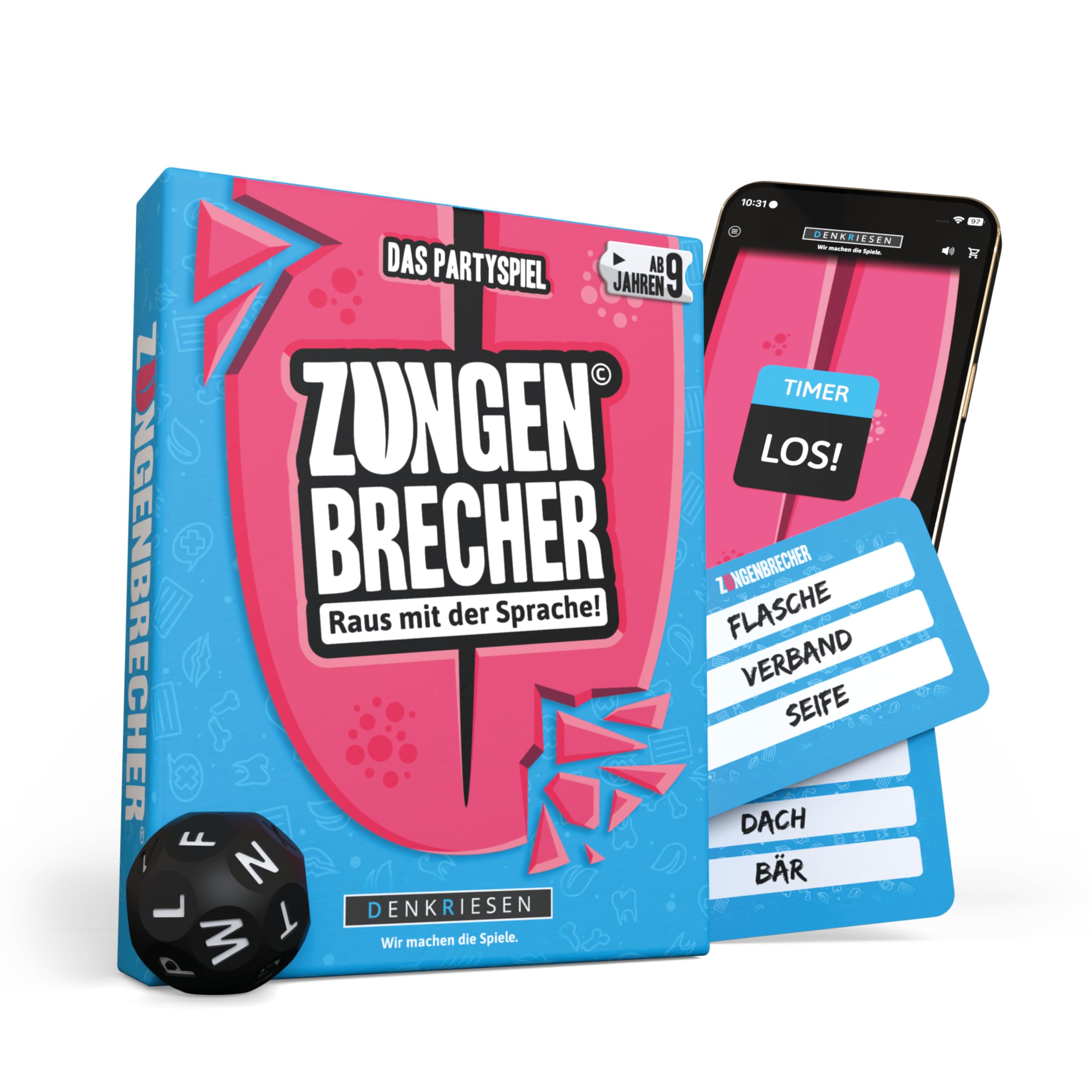 DENKRIESEN - Zungenbrecher© - Raus mit der Sprache! | Familienspiel | Kartenspiel | Reisespiel | Partyspiel | Ab 9 Jahren | Lustiges Kinderspiel | Perfekte Geschenkidee | Spaß garantiert!