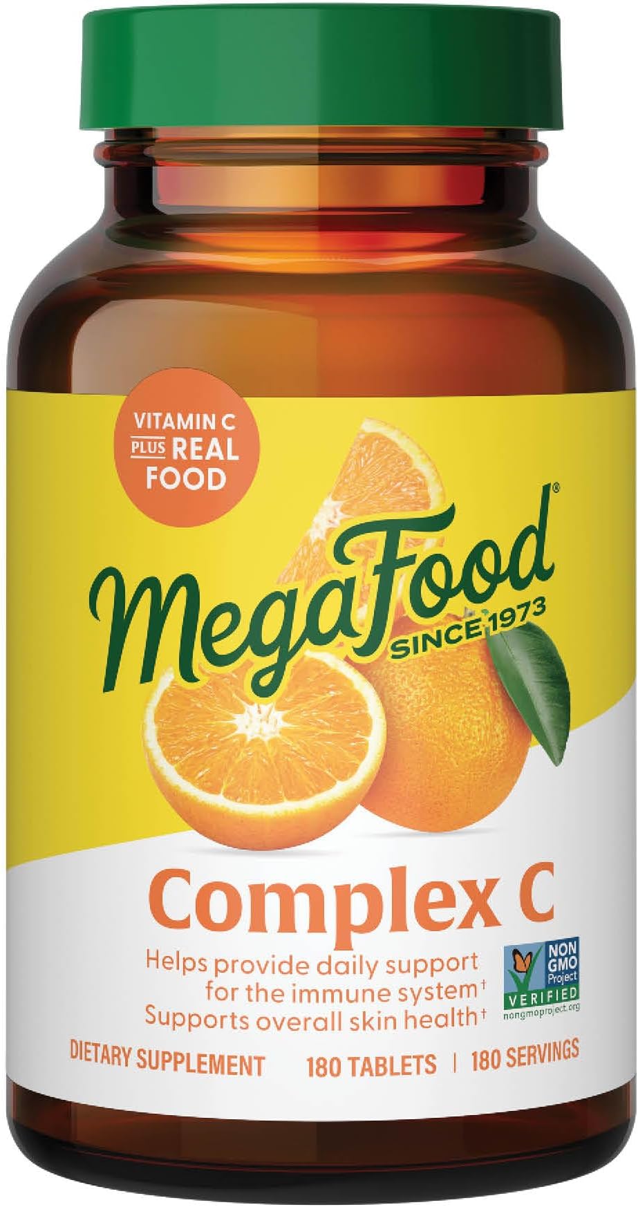 Complex C - Vegan Vitamin C Immune Support Supplement, Vitamin C Supplement Made with Real Food Including Orange, Cranberry & Brown Rice, Gluten-Free - 180 Tablets, 180 Servings