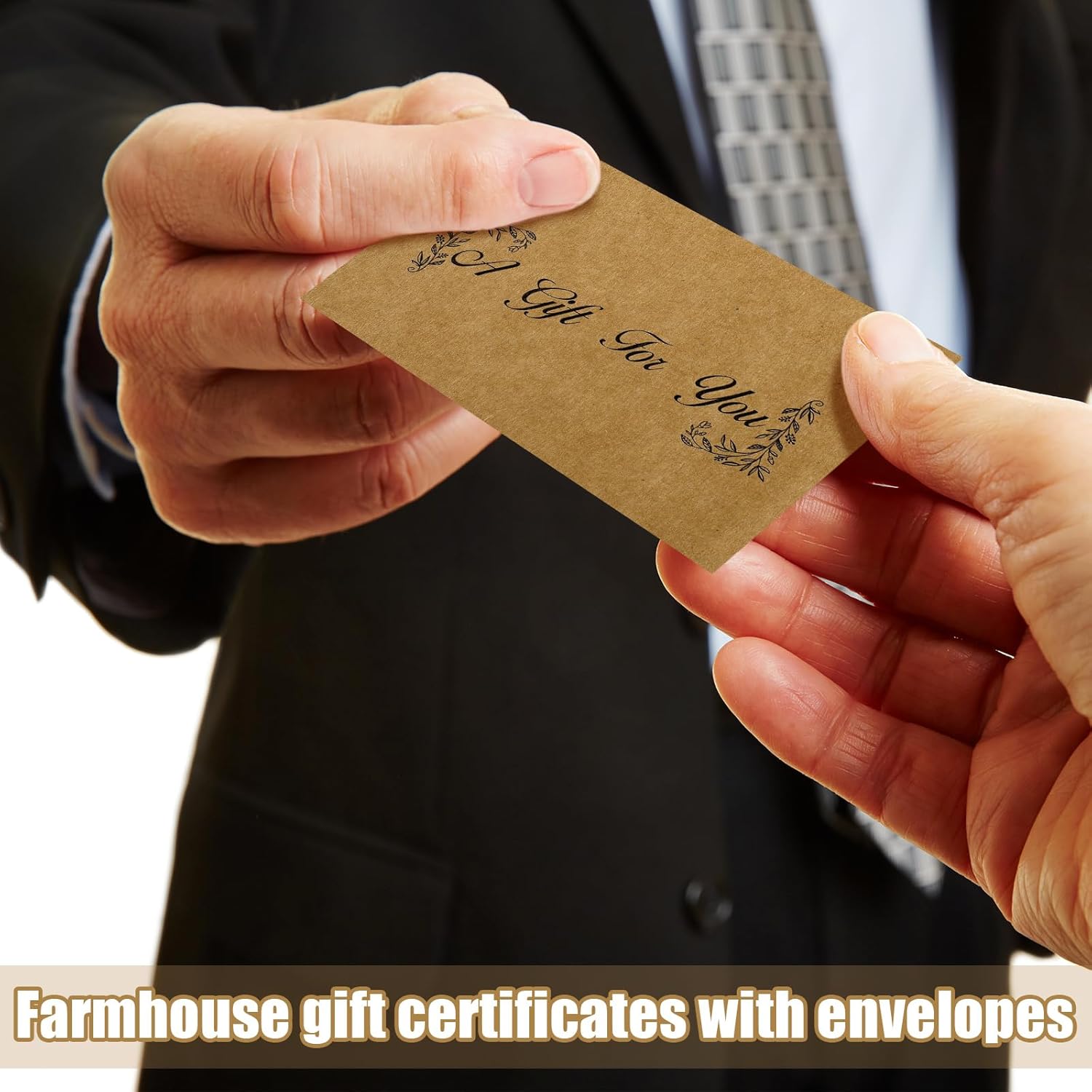 Tatuo 60 Sets Gift Certificates for Business Blank Gift Certificate Cards with 60 Pcs Envelopes for Beauty Salon Restaurant Spa Client Birthday Wedding Voucher Work, 3.5 x 5.5''(Kraft Color) - Image 6