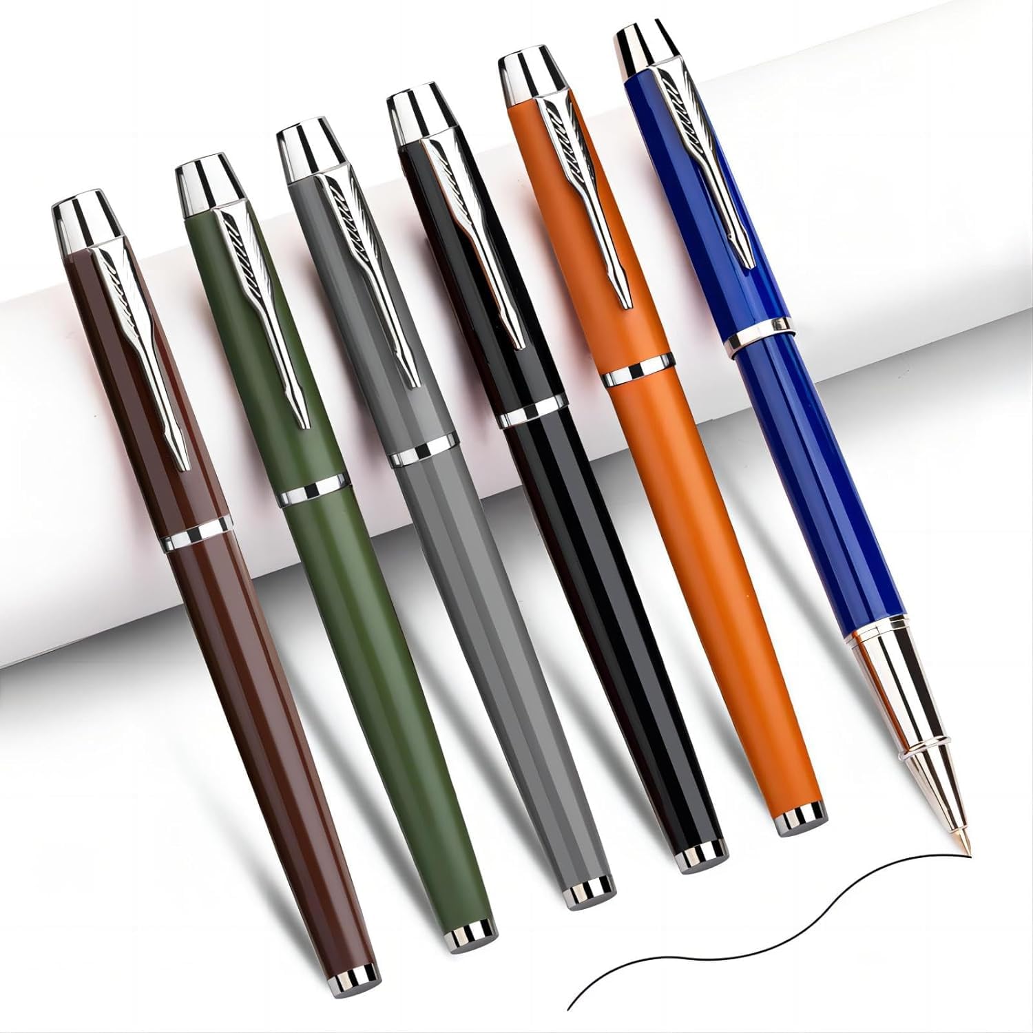 YHRY 6 Pcs Luxury Metal Fine Point Ballpoint Pen, Personalized Vintage Colored Pen Holders, Best Ball Pen Gift Set For Men & Women Gift Set, Office Supplies, Nice Pens