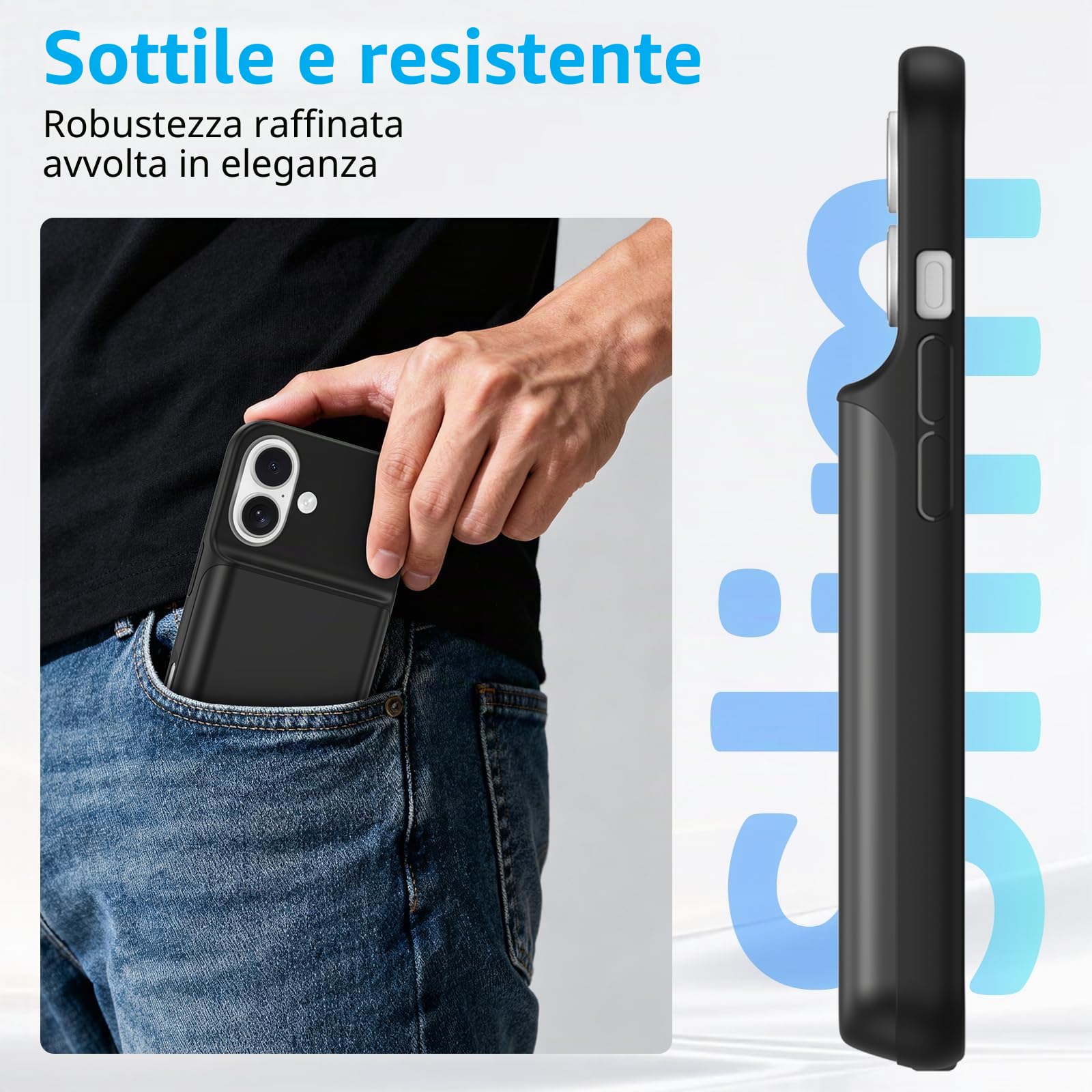 Custodia Con Batteria Per iPhone 17 (6,3 Pollici), Caricabatterie Portatile Da 8500 mAh, Custodia Ultra Sottile Con Batteria Estesa E Custodia Protettiva Con Funzione Di Ricarica Per iPhone 17