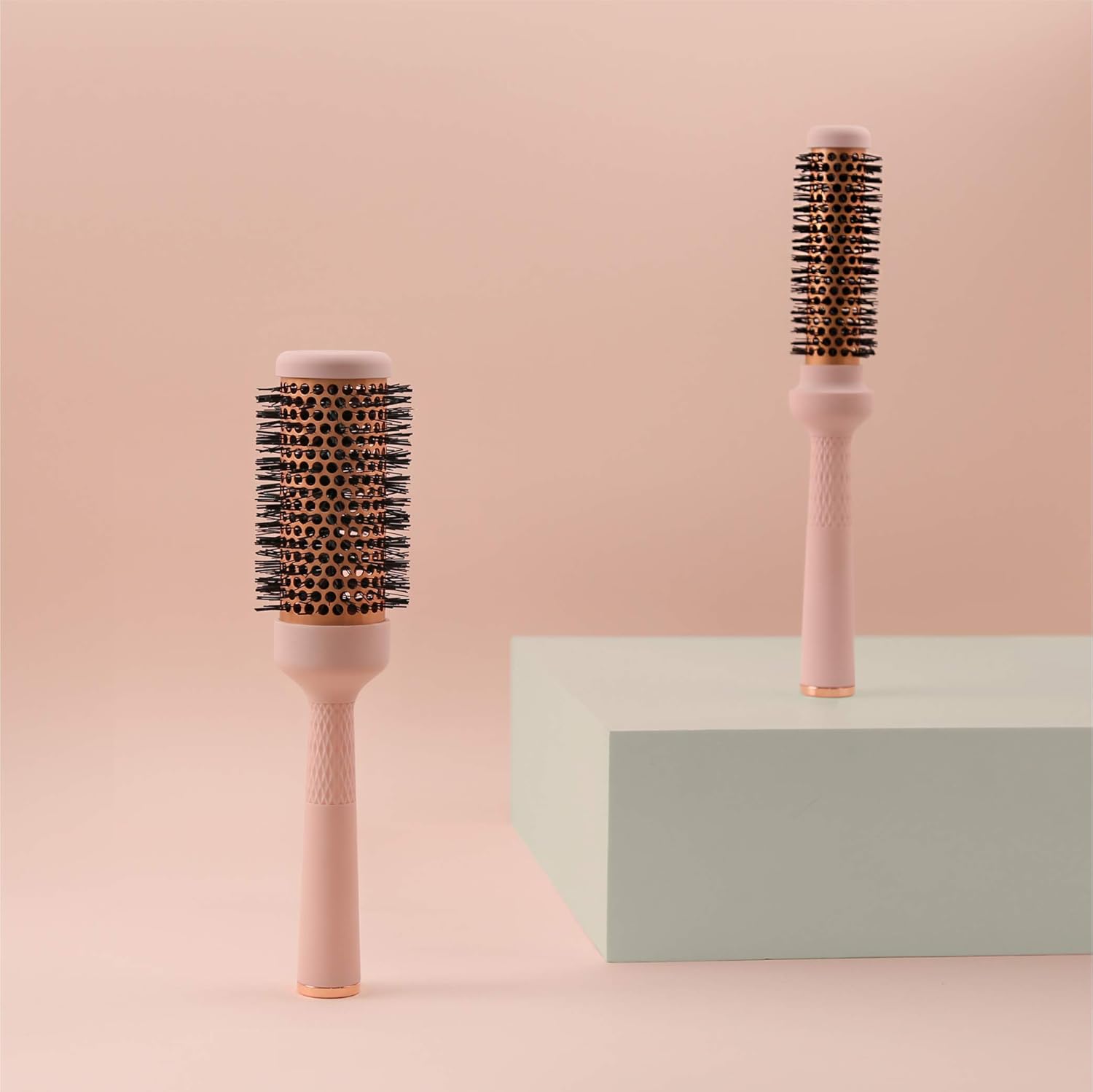 Magic Curling Round Brush Set (1&1.7Inches), Cut Drying Time, Self-Standing Round Brush, Great Blowout,Ceramic Coated Barrel,Quick Styling,Blowout Volume,Ionic Thermal Barrel, Wave Styler