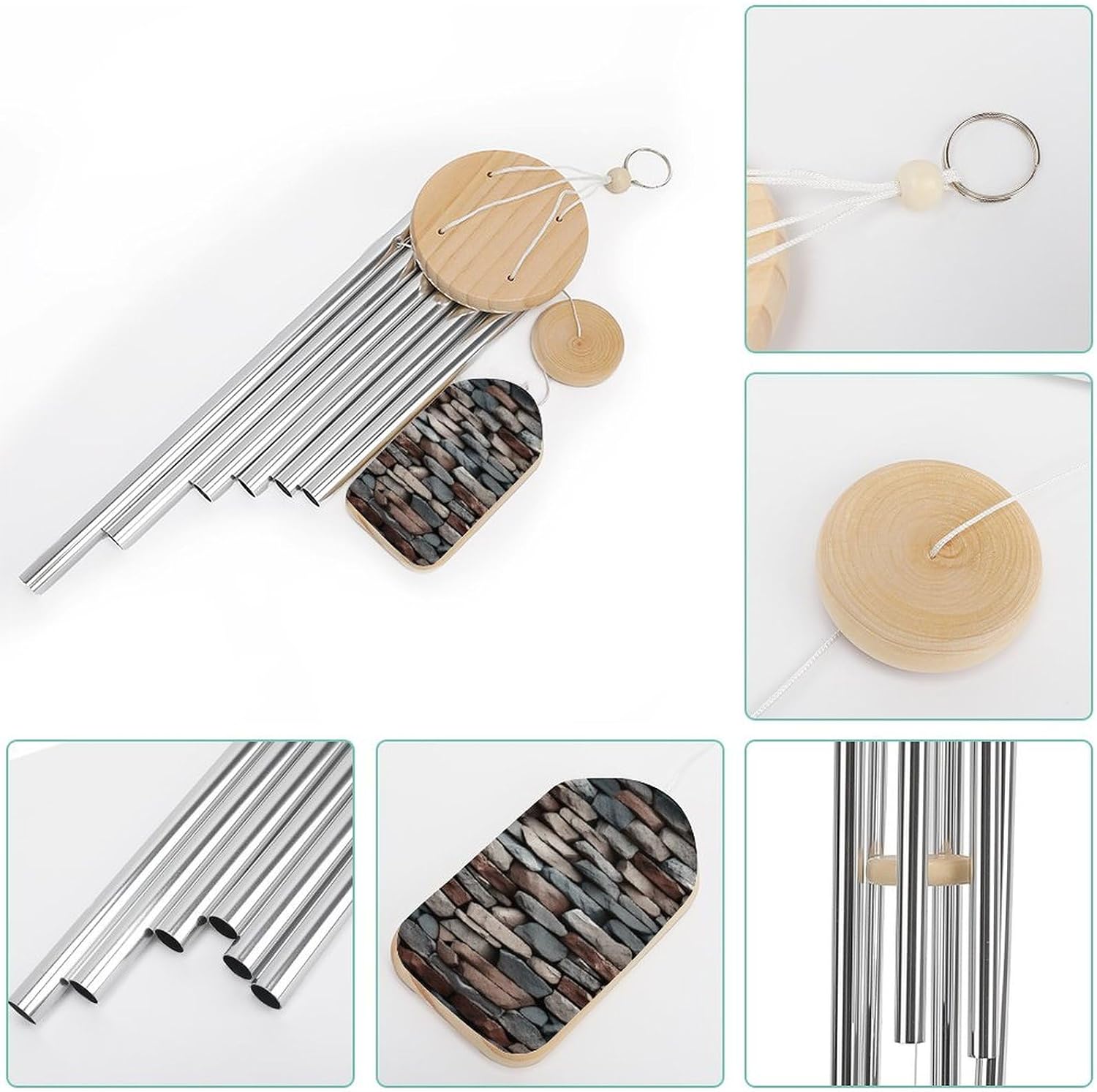 Outdoor Wind Chimes, Stone Printed Wind Chimes,Simple Wind Chimes,Curtain Wind Chimes for Home Decoration