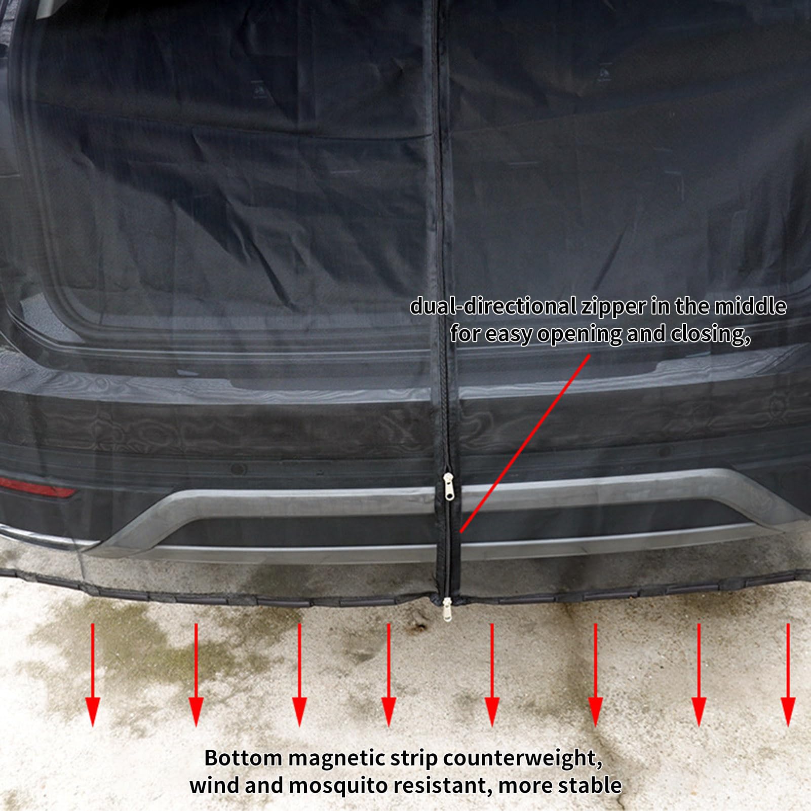 Siatka na tylną klapę samochodu Oddychający ekran zasłaniający kemping Magnetyczne ssanie Kompatybilny z ciężarówką SUV MPV (XL)