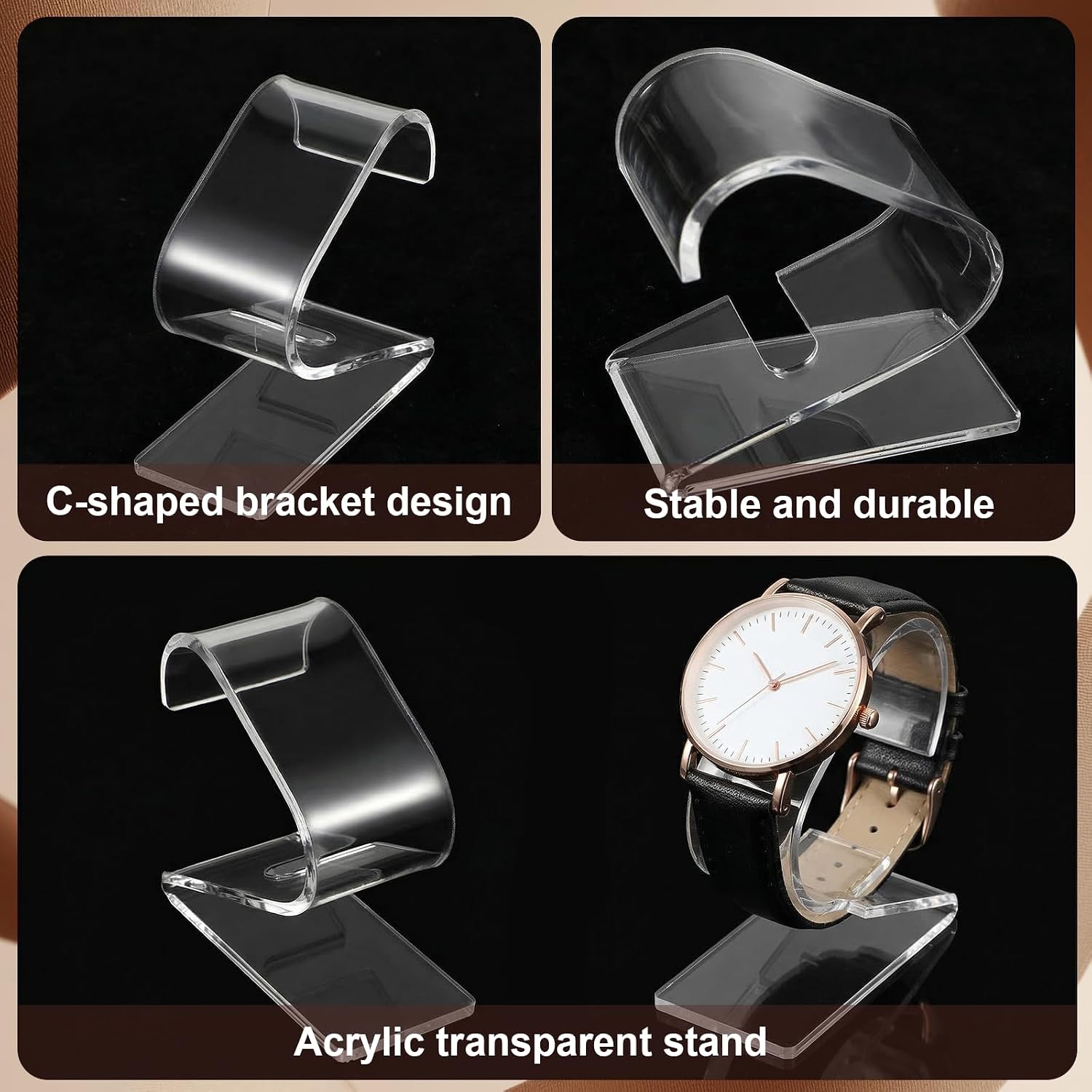 3Pcs Watch Display Plastic, Clear Plastic Watch Organizer for Display image 3
