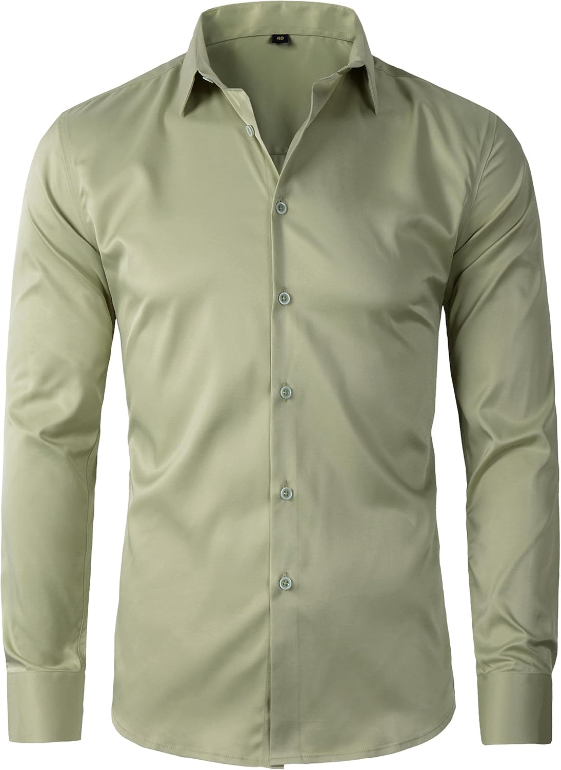 Beninos Men's Dress Shirts Solid Long Sleeve Texture Formal Shirt Business Casual Button Down Shirts