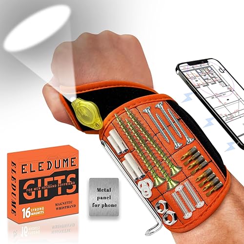 Pulsera magnética con linterna y pedal magnético para sujetar tornillos, correa de herramientas magnética para sujetar tornillos, clavos, brocas,