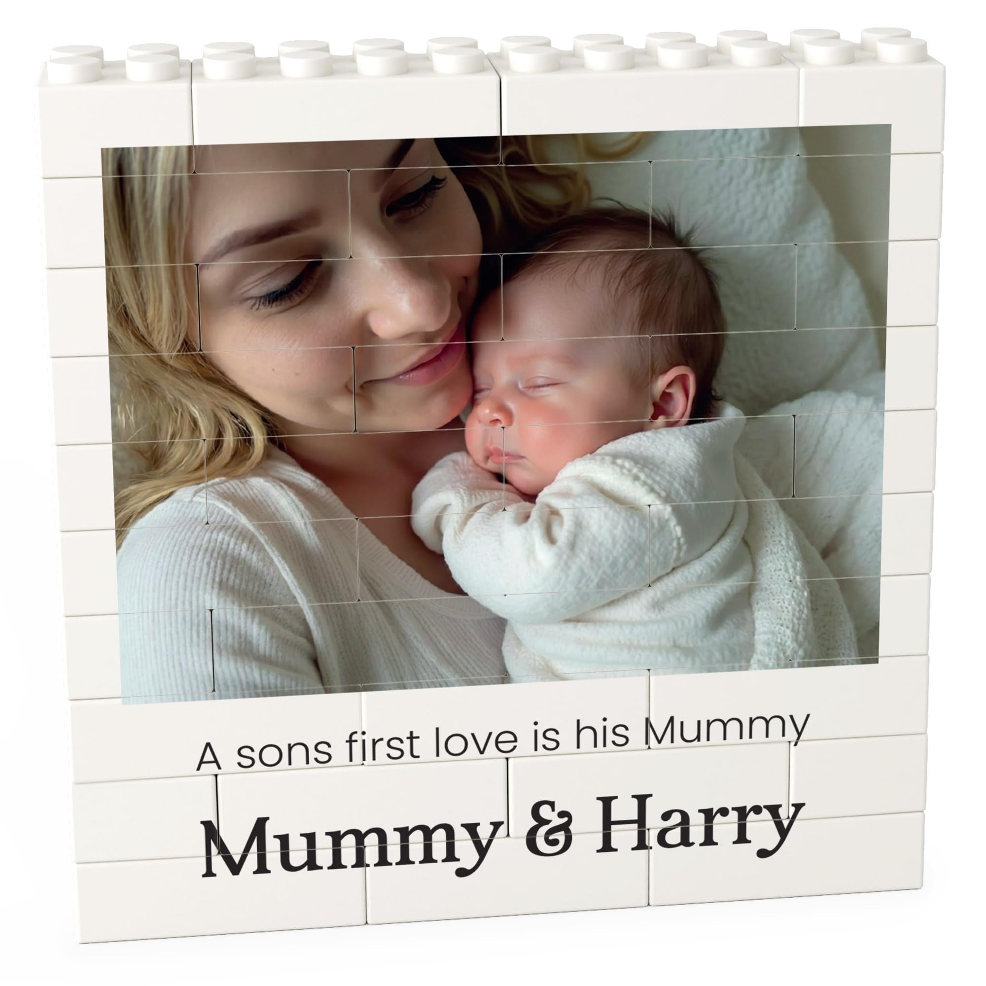 Beecreative Photo Building Block - Personalised Gift for Mummy from Son - Keepsake Present for Mothers Day and Birthday