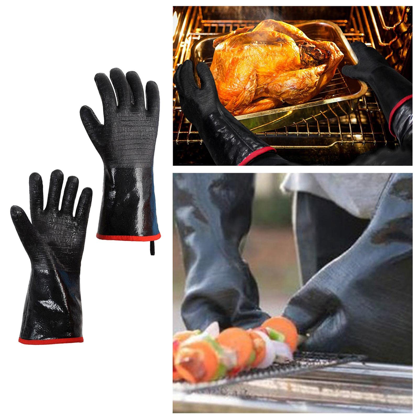 Guantes de Trabajo, 1 par de Barbacoa de Neopreno Barbacoa Prueba de Aceite Resistente al Calor de la Parrilla: de 18 Pulgadas de Grosor (Color : 14 Inch Thick)