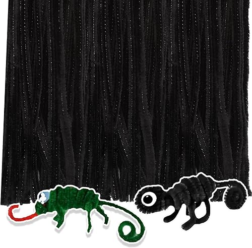 Juego de 200 limpiapipas de chenilla, juego de limpiapipas color negro, limpiapipas para el día de San Patricio, tallos de felpilla para