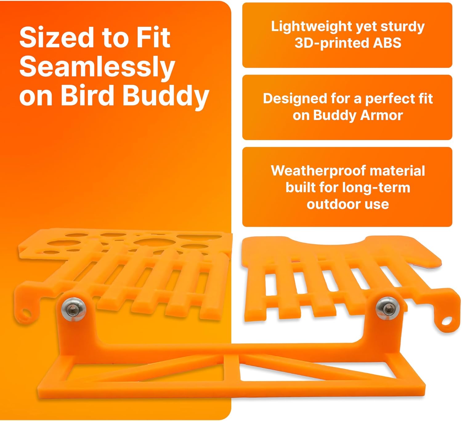 SplashNColor Mini Fence Set Compatible with Bird Buddy – Outdoor Perch for Feeding Multiple Birds - Bird Buddy Accessories - Durable, Weatherproof Feeders for Outdoors - Oriole Orange (Bundle)