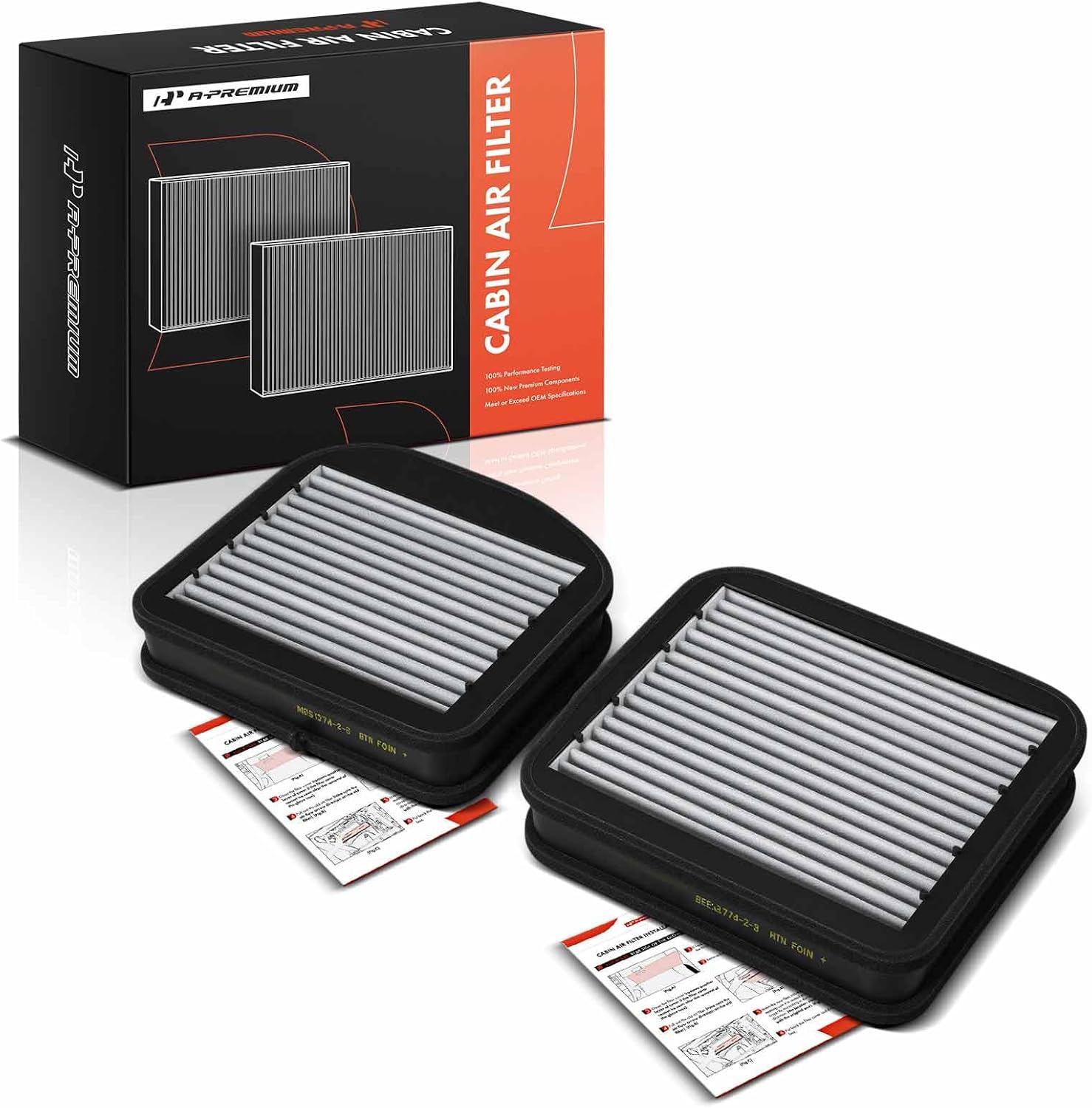 A-Premium 2-PC Cabin Air Filter w/Activated Carbon Compatible with Mercedes-Benz E300 1996-1999, E320 1996-1997, E420 1997, E430 1998-2002, E320, S500, S430, S600, CL500, CL600, E55 S55 CL65 CL55 AMG