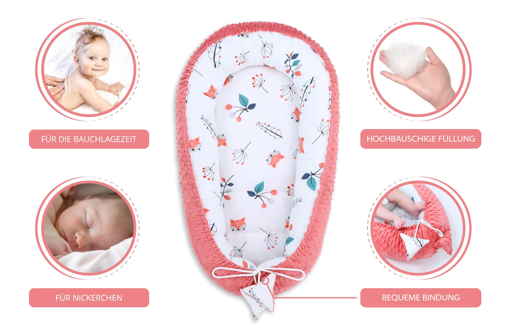 Riduttore lettino 90x50 cm - Nido Neonato Riduttore Culla Cotone Volpe volpe rossa