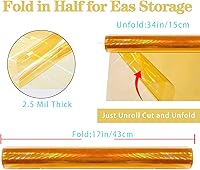 Vista 3 de CMFYHM Rollo de envoltorio de celofán dorado iridescente I 86 cm de ancho X 15 m de largo I Celofán colorido perfecto para canastas, regalos