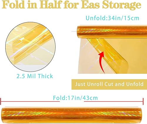 Miniatura 3 de CMFYHM Rollo de envoltorio de celofán dorado iridescente I 86 cm de ancho X 15 m de largo I Celofán colorido perfecto para canastas, regalos,