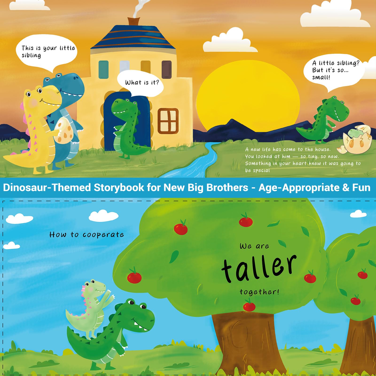 Big Brother Gift for Boy for Older Siblings of New Baby Includes Plush Dinosaur with Storybook, Ideal Birthday & Special Occasion Gift for Boys (Big Brother/Little Sister)