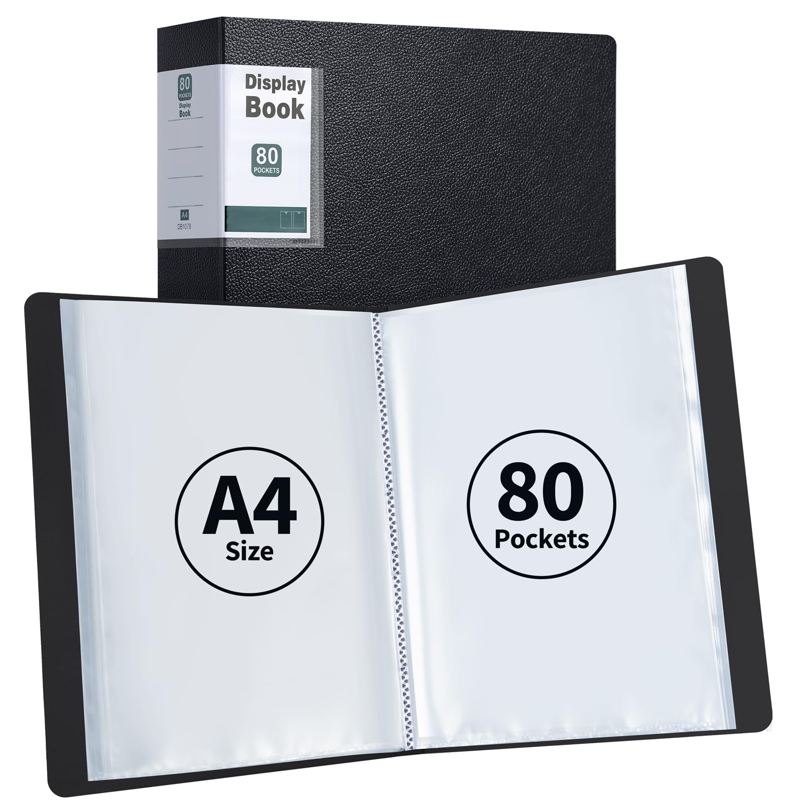 DONGLI 2 Pack A4 Display Folder, 80 Pockets Display Book Presentation Folder with Clear Plastic Sleeves(Black) — image 1