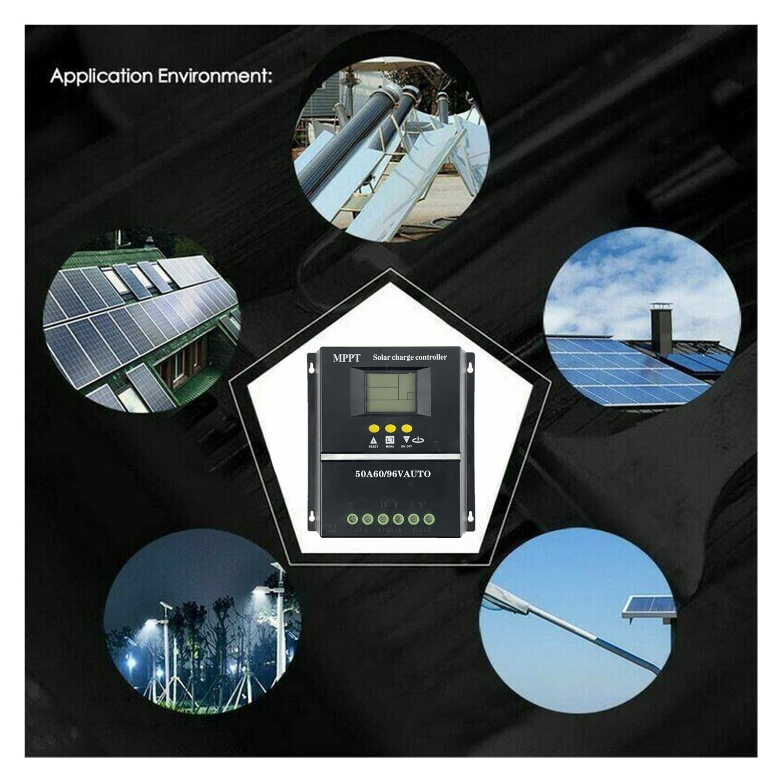 Kontroler ładowania słonecznego MPPT 60A 80A 100A Regulatory fotowoltaiczne 12V 24V 36V 48V AUTO regulator ładowania słonecznego ładowarka z wyświetlaczem LCD podwójny USB(80A)