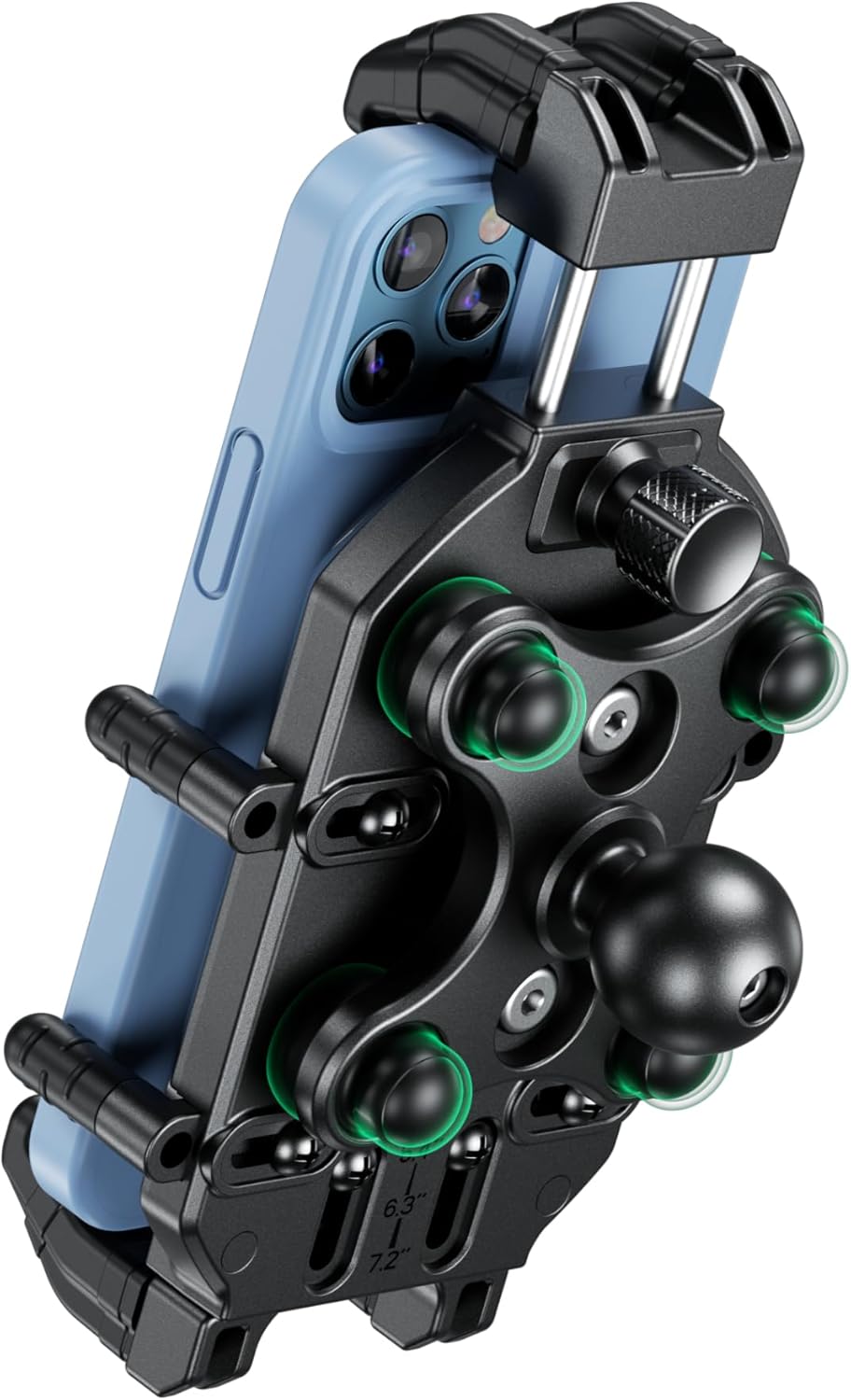 BRCOVAN 1'' Ball Phone Mount Holder with Vibration Dampener & Secure Lock, Fit for RAM Mounts B Size Double Socket Arm, for Motorcycle ATV UTV Car Bike Boat Truck Scooter, Fit 5.4-7.2'' Cellphones