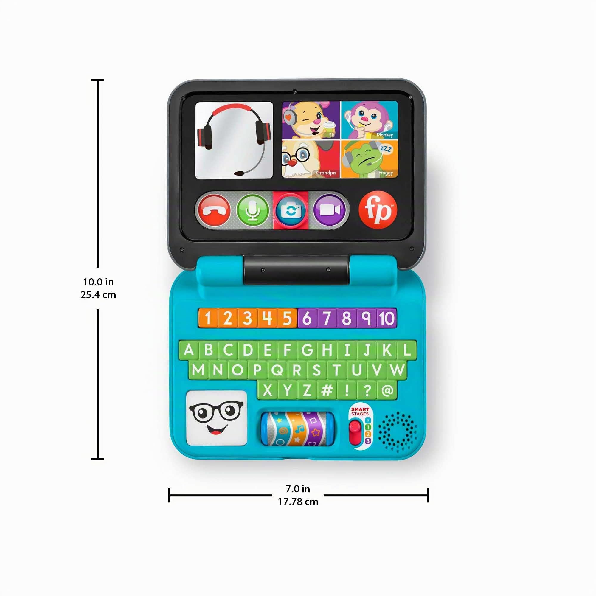 Fisher-Price Mon Premier Ordinateur Portable Rires & Éveil, Jouet électronique, Contenu éducatif Éveil Progressif, pour bébé dès 6 Mois, Version: UK-Anglais, HGW96