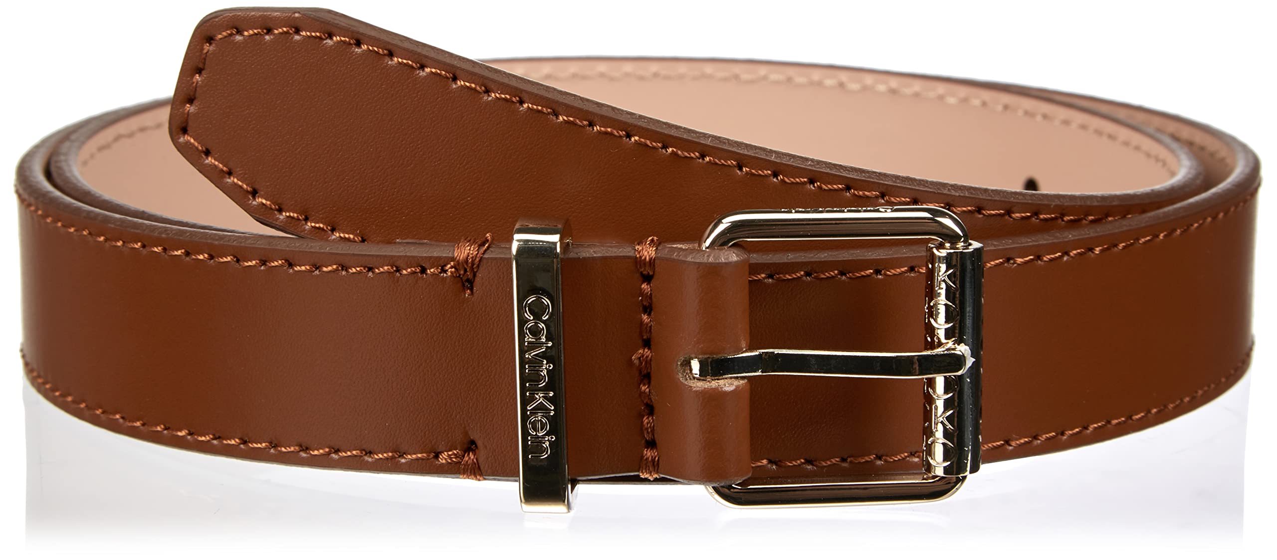 Calvin Klein Women's CK Must SQR Roller Buckle Belt K60K610008, Brown (Cognac), 75
