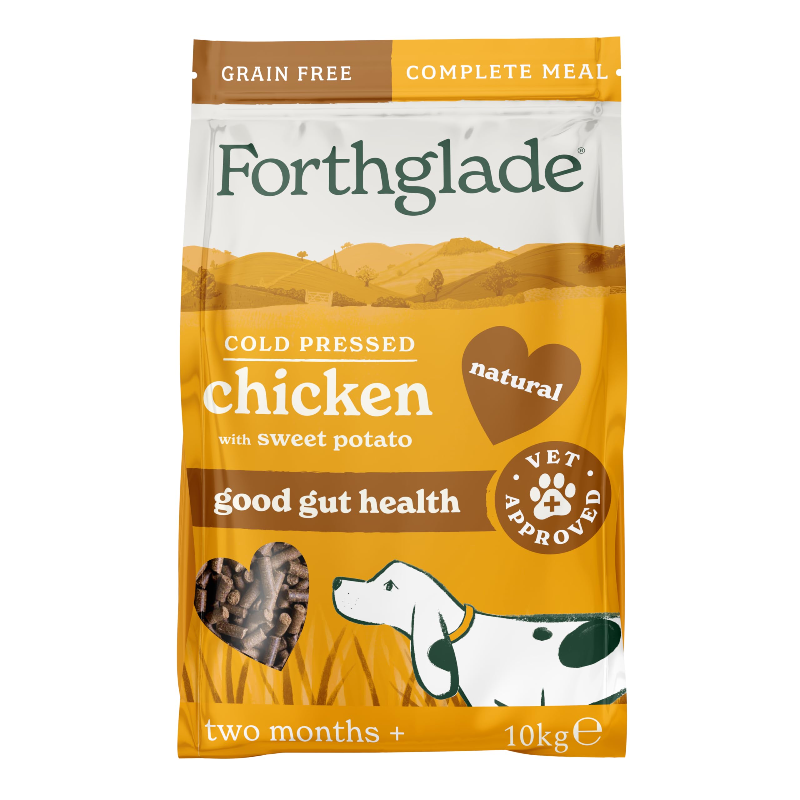 Forthglade Dry Dog Food, Cold Pressed (10Kg), Hypoallergenic And Free Dog Food, Chicken & Vegetables, Natural Senior, Adult And Puppy Meal, Vet Grain