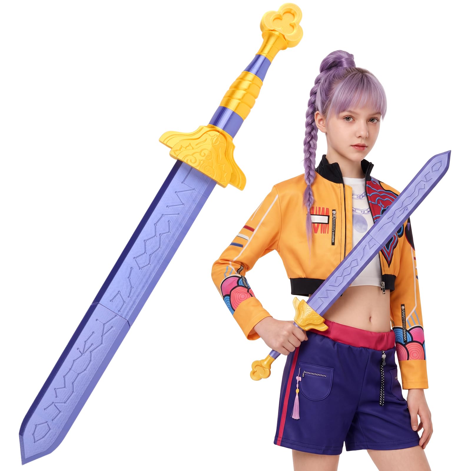 Anime Cosplay Sword, 26in Costumes Sword Toy, Purple Weapon Props for Halloween Carnival Theme Party Dress up Accessory