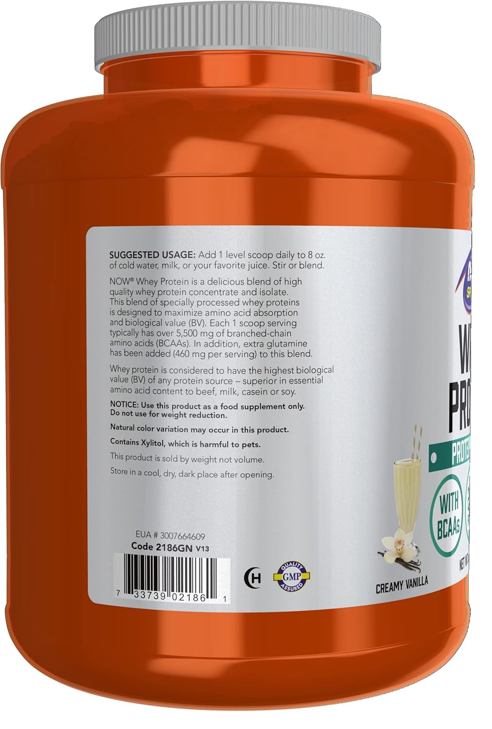 NOW Nutrición deportiva proteína de suero de leche 092oz con BCAA