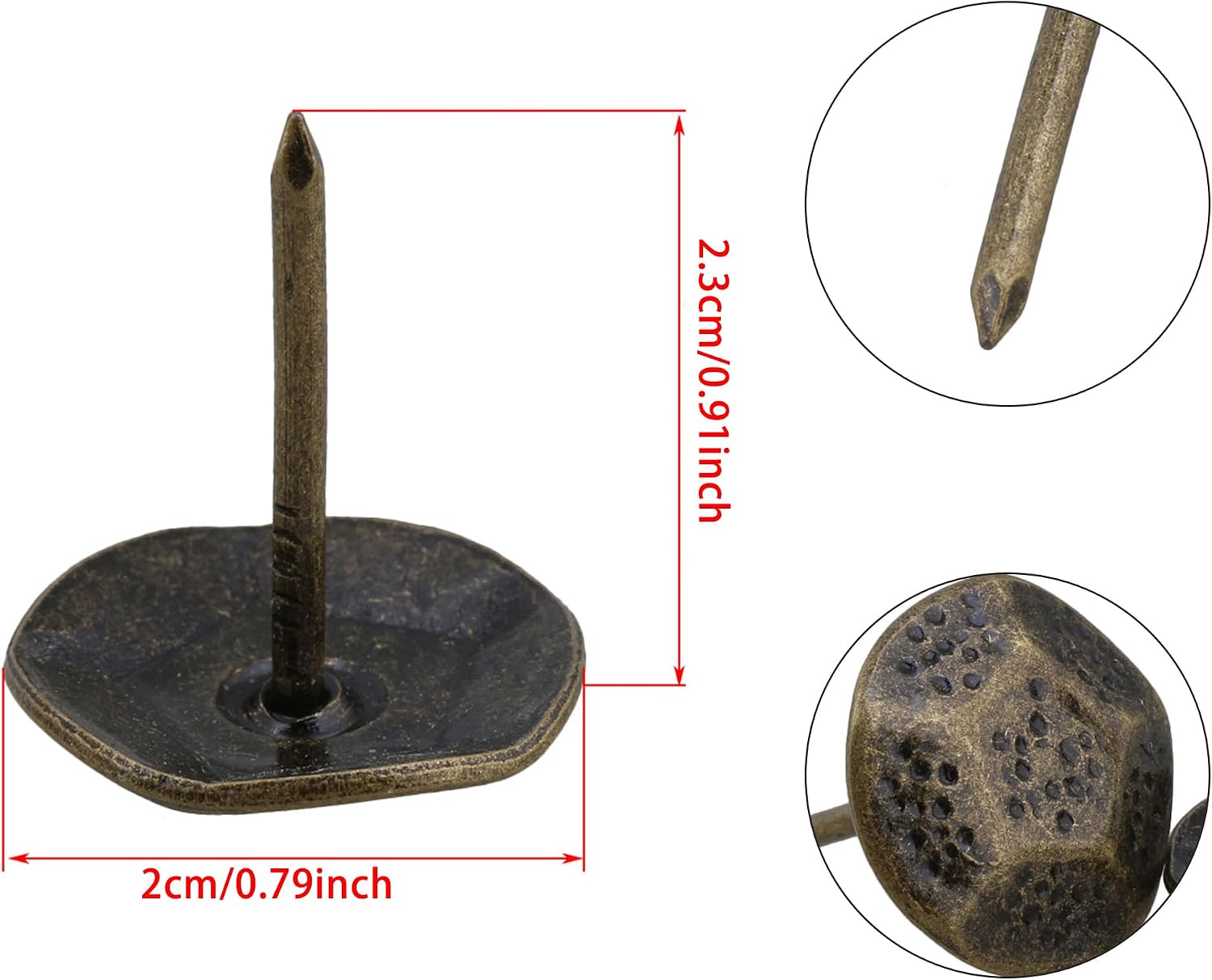 200 x Vintage Upholstery Tacks Nails Fasteners Hardware 0.8x0.91inch