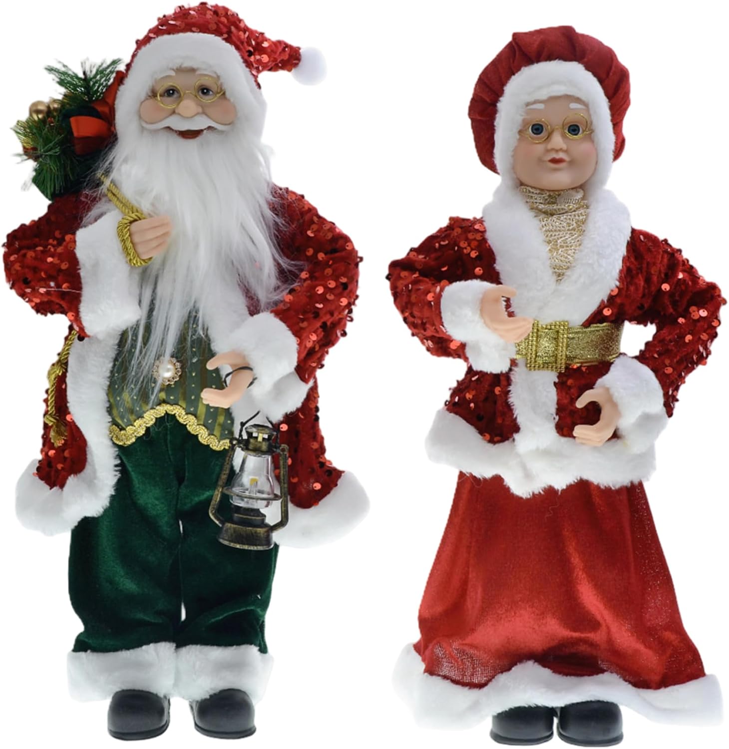 Santa Figurines 17.7in Standing Santa Statue with Hat Cute Christmas Ornaments Father