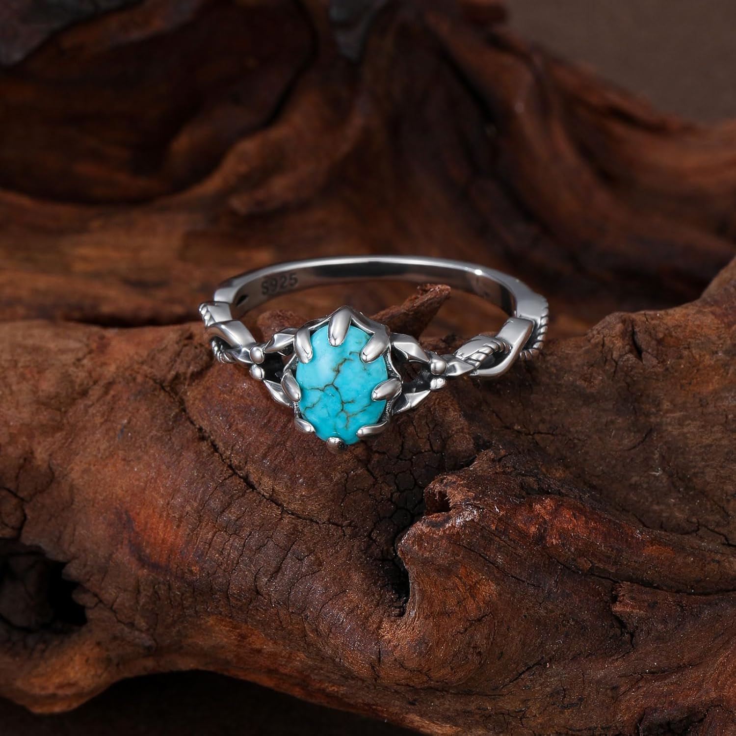 Genuine Turquoise Rings for Women 925 Sterling Silver Real Turquoise Ring Native American Style Southwest Jewelry for Her Wife Mom - Image 2