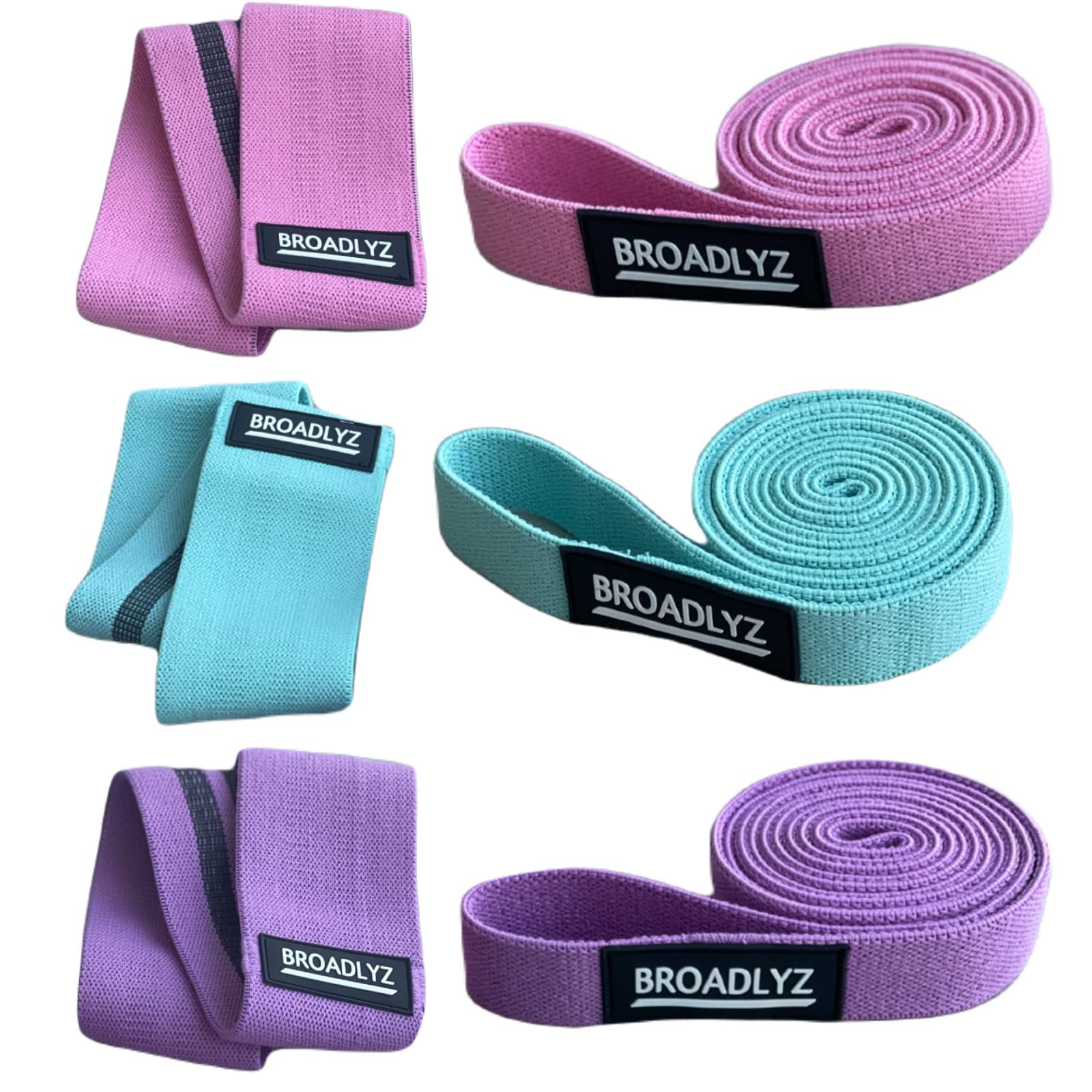 BROADLYZ 6 Pieces of Resistance band set long and Booty For Home Workout Exercise Yoga Full Body Training