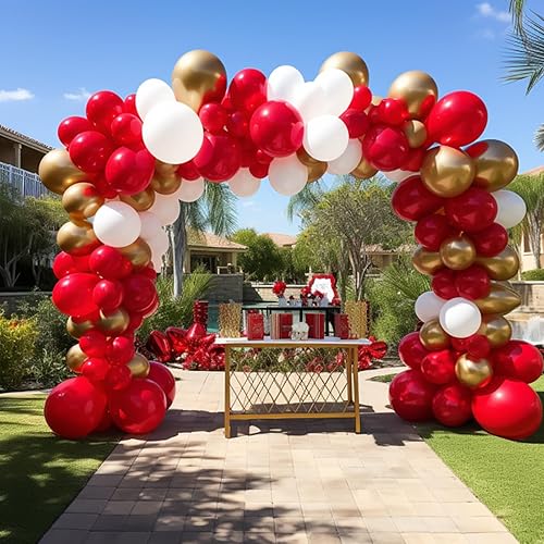Miniatura 5 de RUBFAC 138 globos rojos de diferentes tamaños de 18, 12, 10 y 5 pulgadas, para arco de guirnalda, globos de látex rojos de alta calidad para fiesta